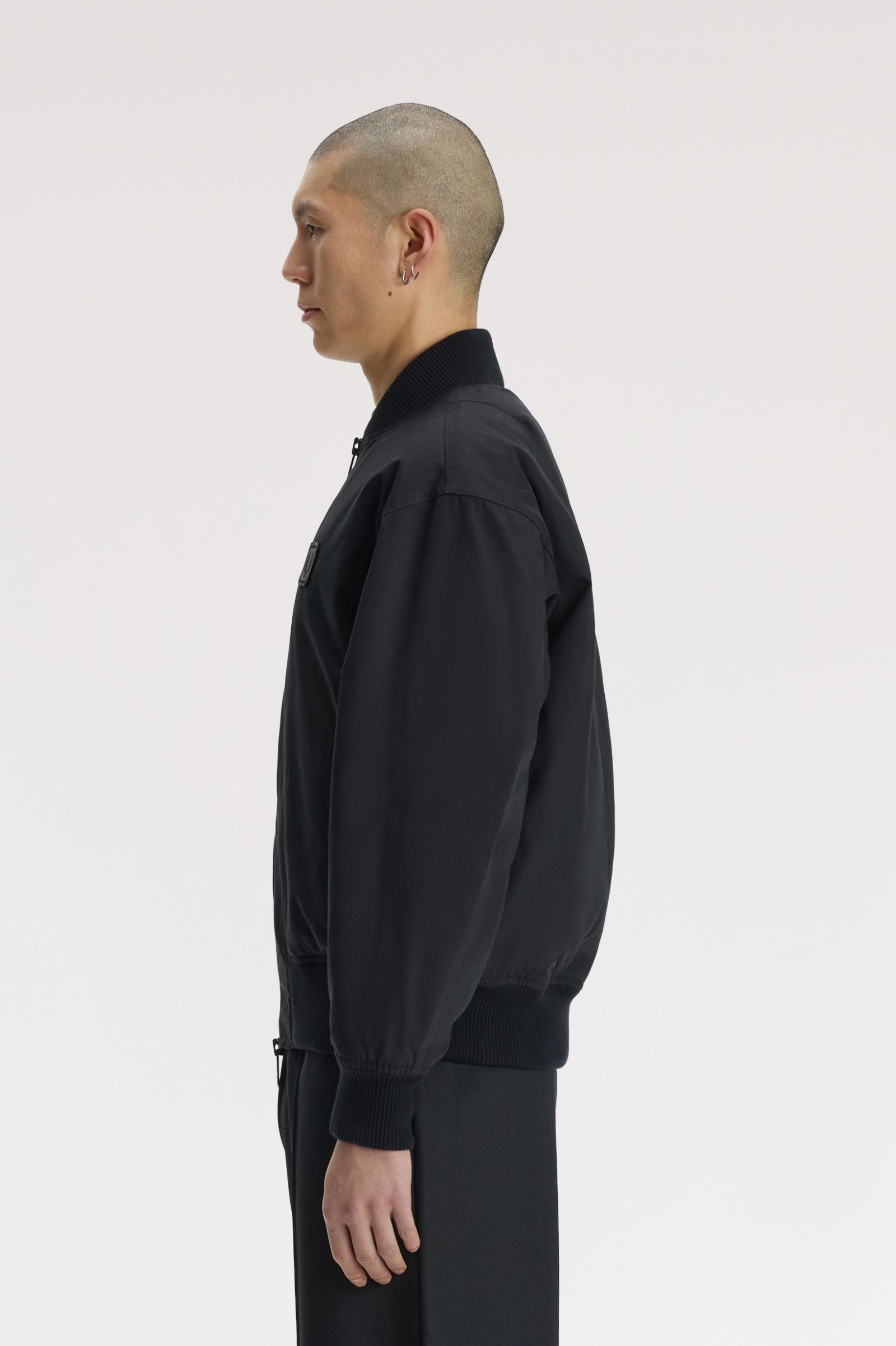 Leather Patch Bomber Jacket - Black | Mens Coats & Jackets