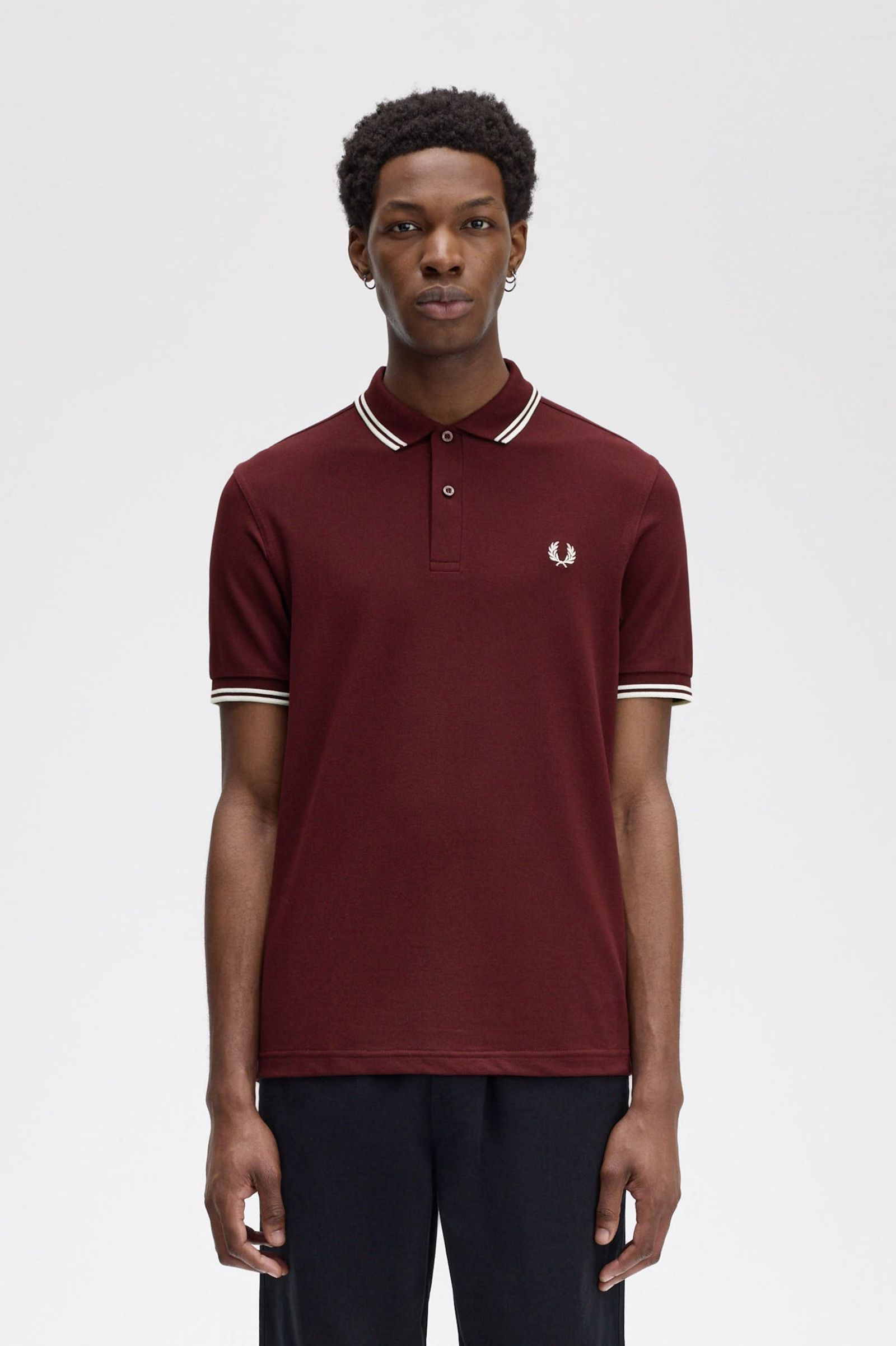 M3600 - Oxblood / Ecru / Ecru | The Fred Perry Shirt | Men