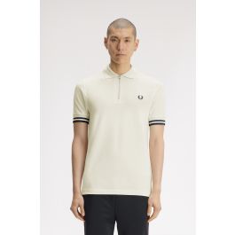 トップス FRED PERRY/Twin Tipped Ribbed Polo Shirt Bold Tipped Polo Shirt - Ecru | Men's Polo Shirts | Short & Long