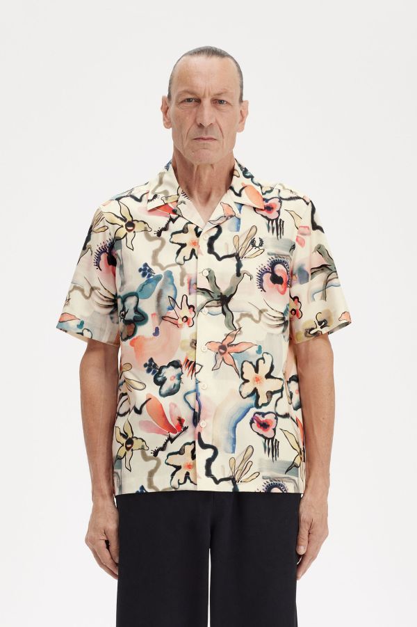 Chemise à motif floral avec col à revers