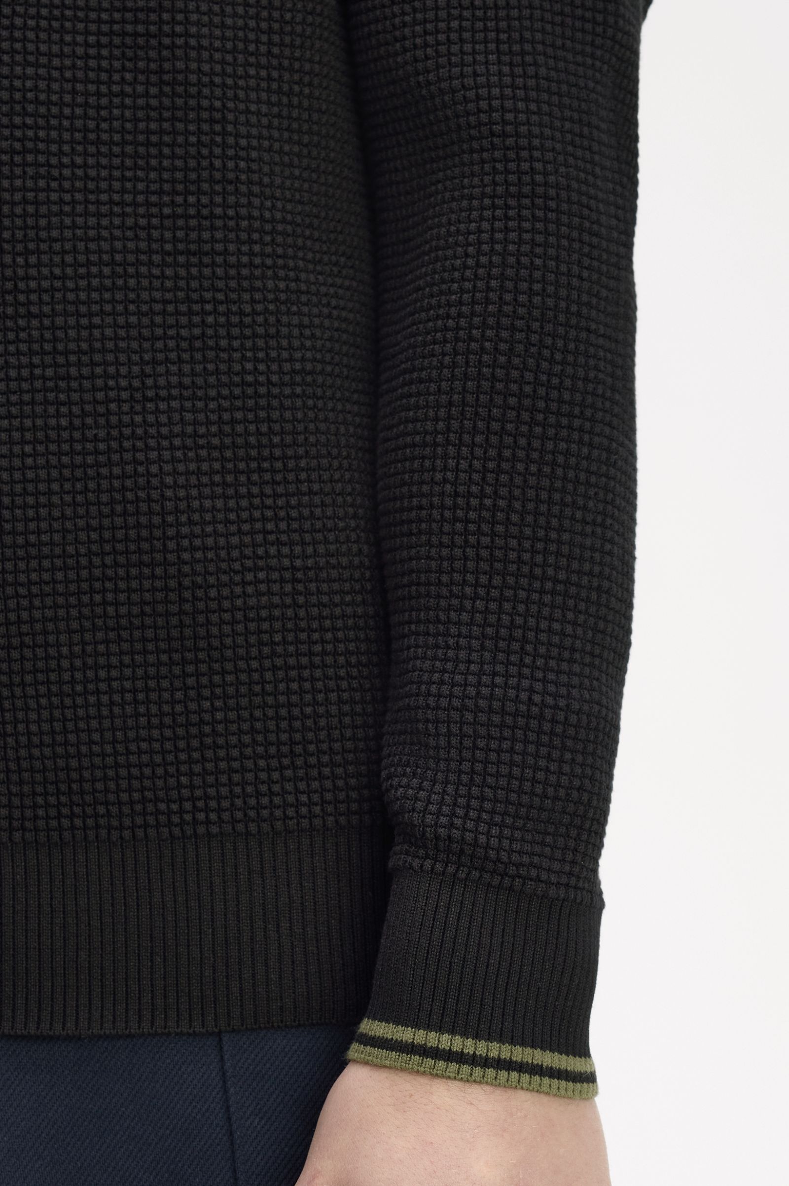 Waffle Stitch Jumper - Black | Men's Knitwear | Jumpers, Cardigans