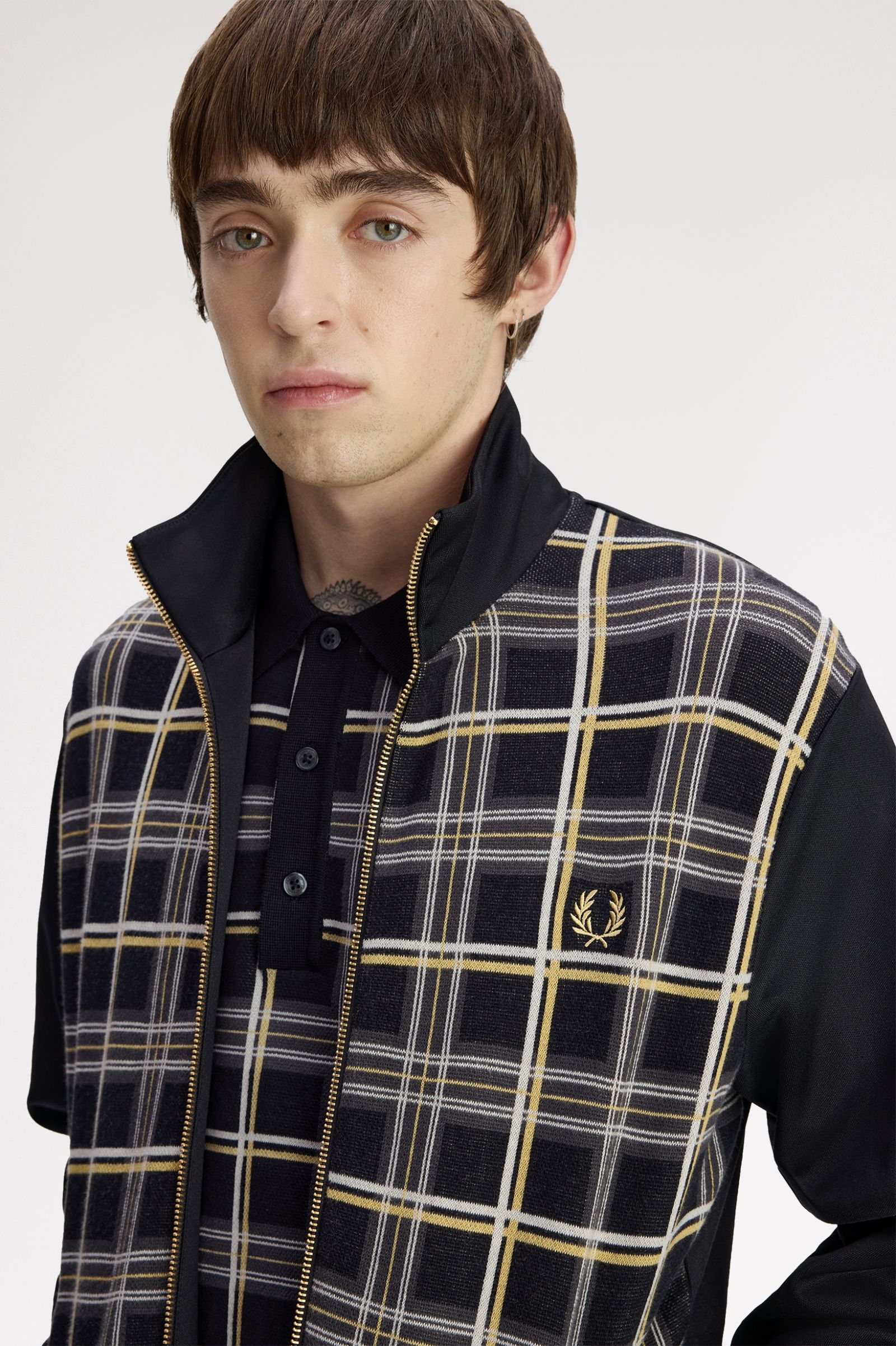 Tartan Panel Track Jacket - Black | Men's Track Jackets | Track