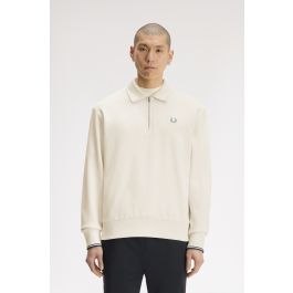 Half Zip Collared Sweatshirt - Ecru | Men's Sweatshirts |Sports