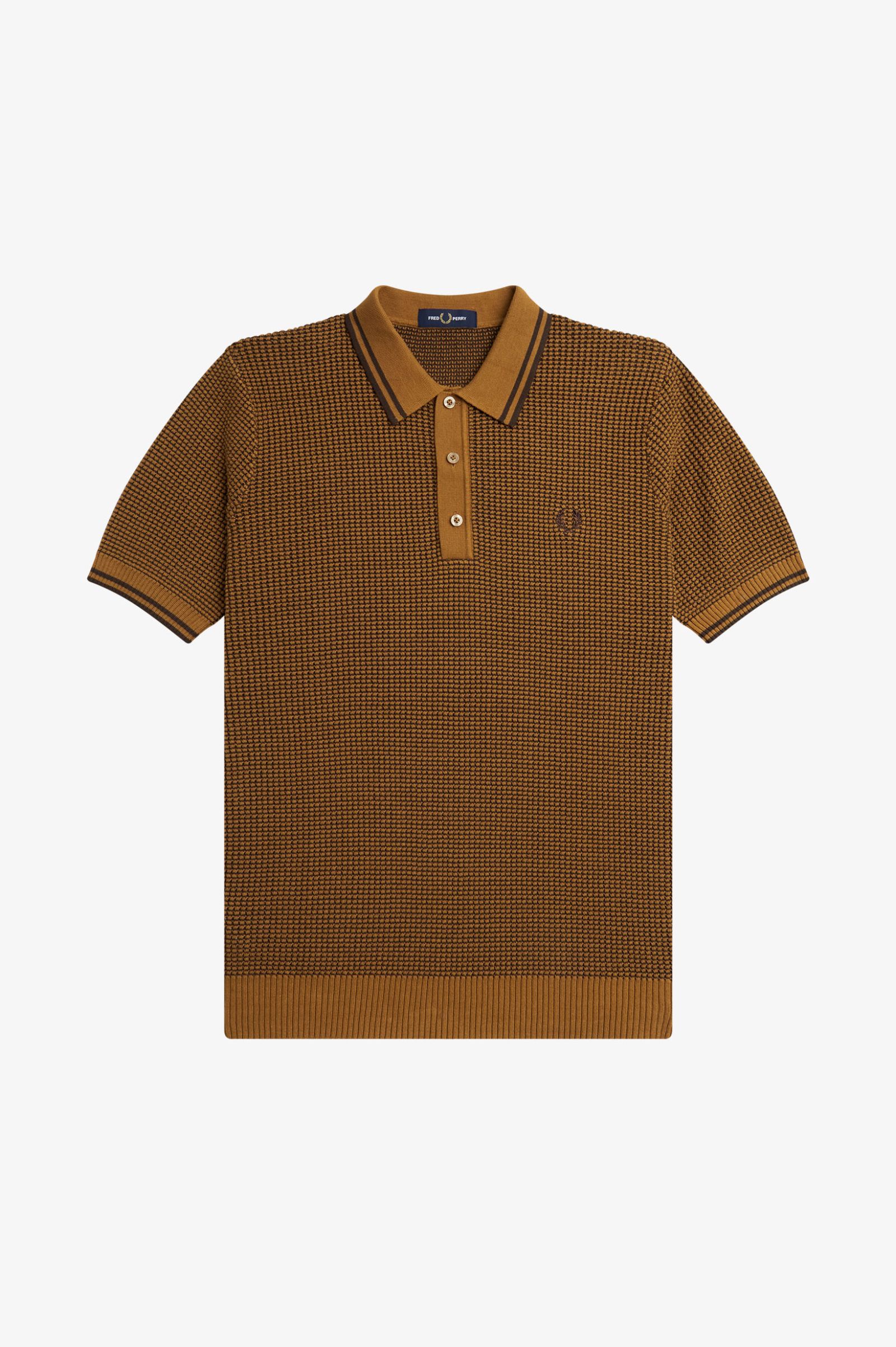 Textured Knitted Shirt - Dark Caramel | Men