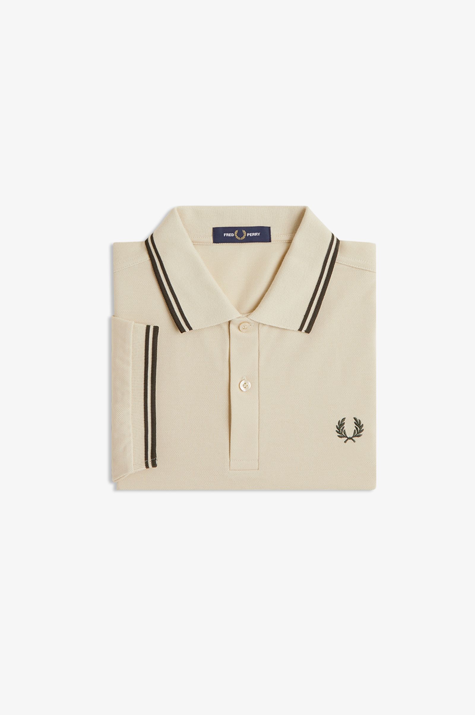 M3600 - Oatmeal / Night Green / Night Green | The Fred Perry Shirt