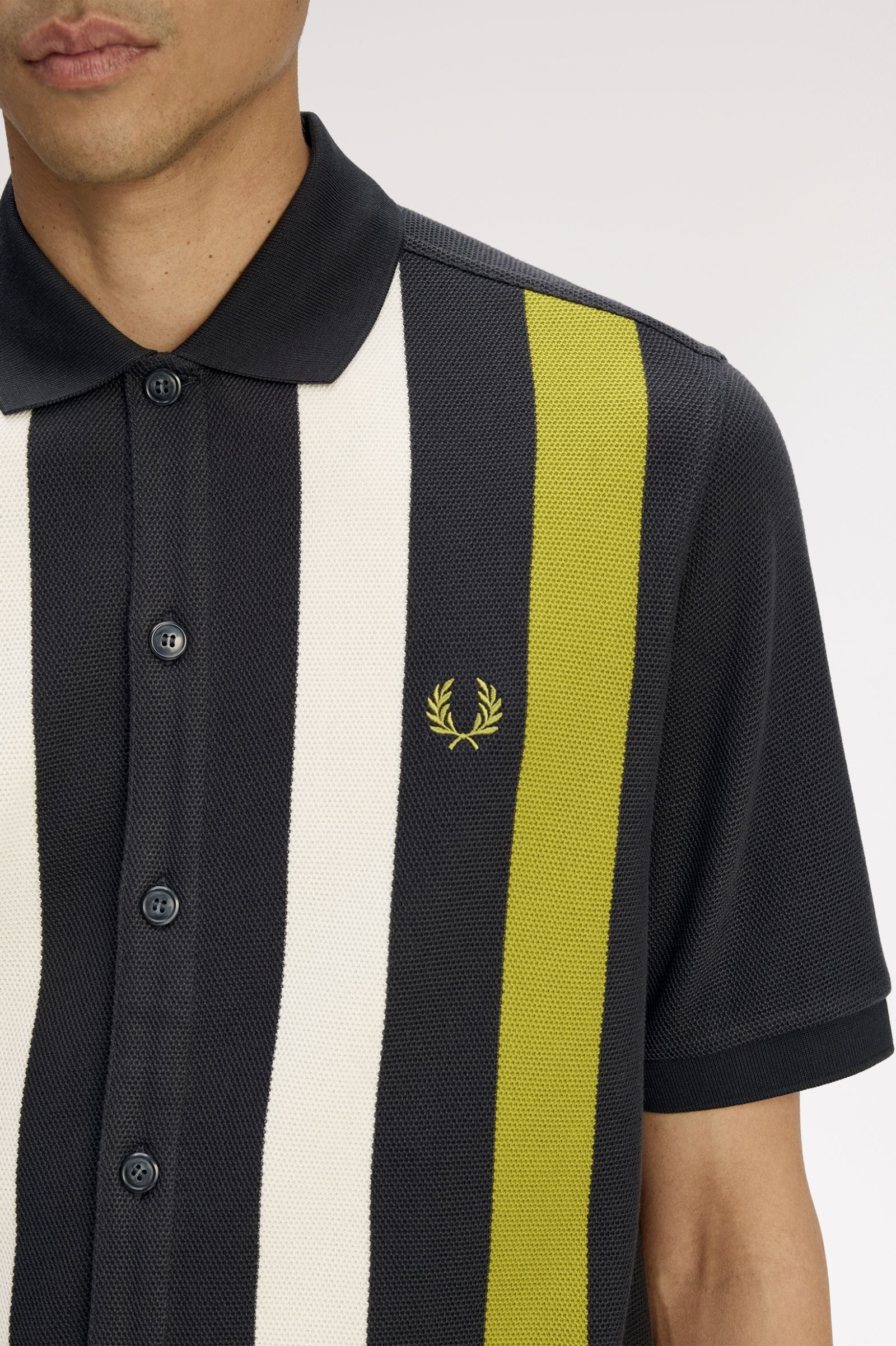 Vertical Stripe Polo Shirt - Anchor Grey | Men