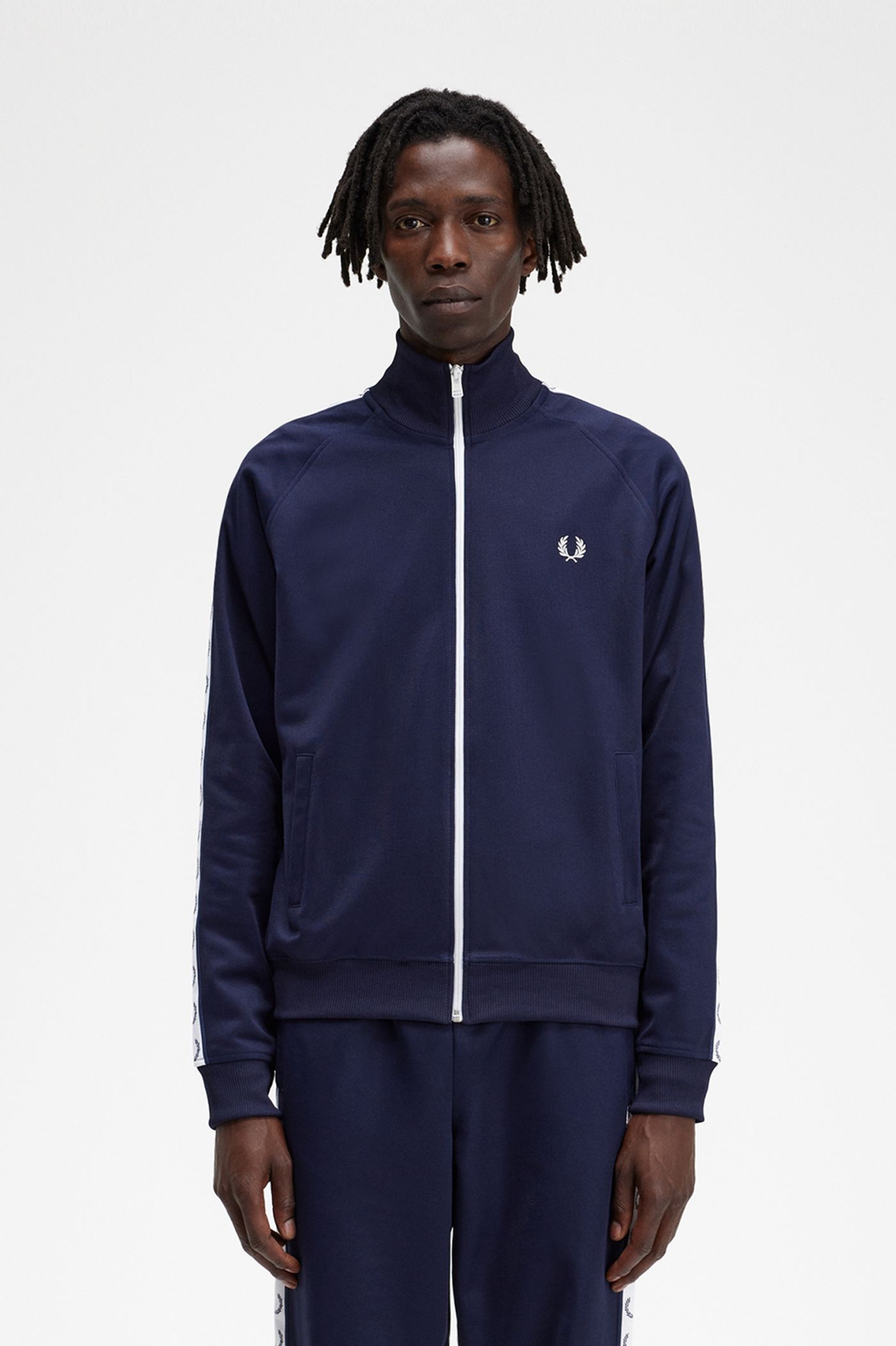 Taped Track Jacket - Carbon Blue | Men's Track Jackets - Fred Perry