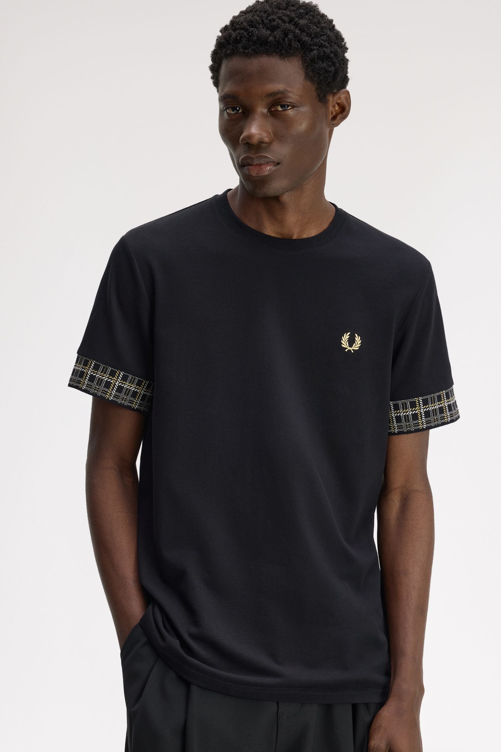 Jacquard Cuff T-Shirt - Black | Men's T-Shirts | Designer T-Shirts
