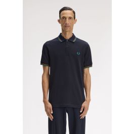 M3600 - Navy / Dark Caramel / Sport Green | The Fred Perry Shirt