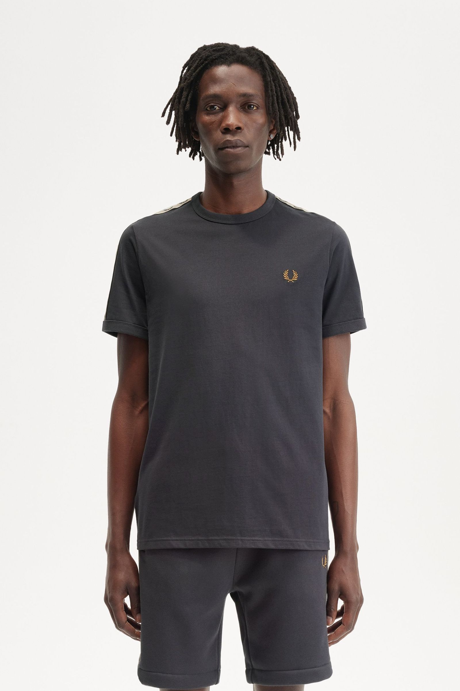 Contrast Tape Ringer T-Shirt - Anchor Grey / Black | Men's T-Shirts ...