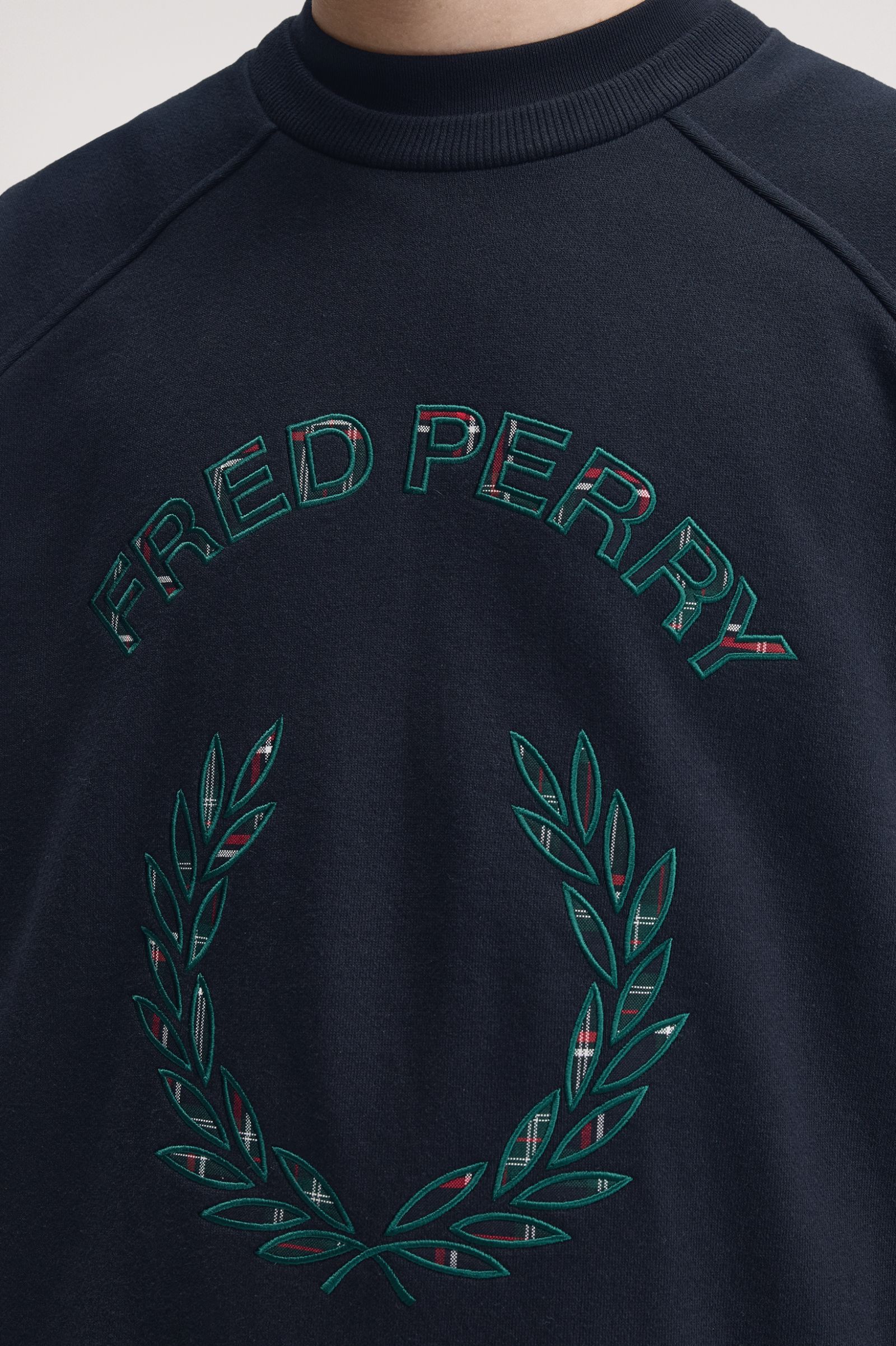 Tartan Appliqué Sweatshirt - Navy | Men's Sweatshirts |Sports