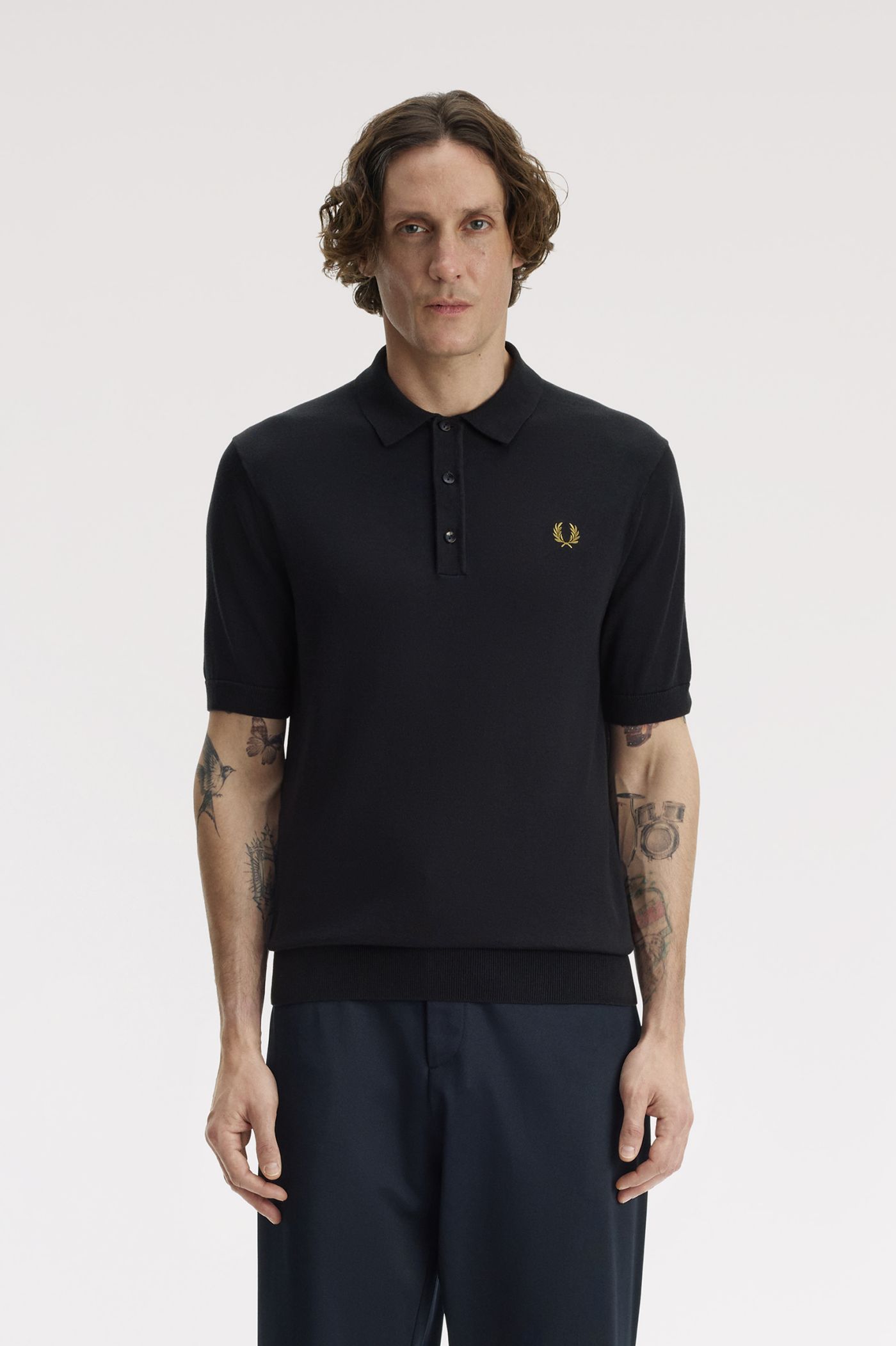 Cotton Knitted Shirt - Navy | Men's Knitwear | Jumpers, Cardigans