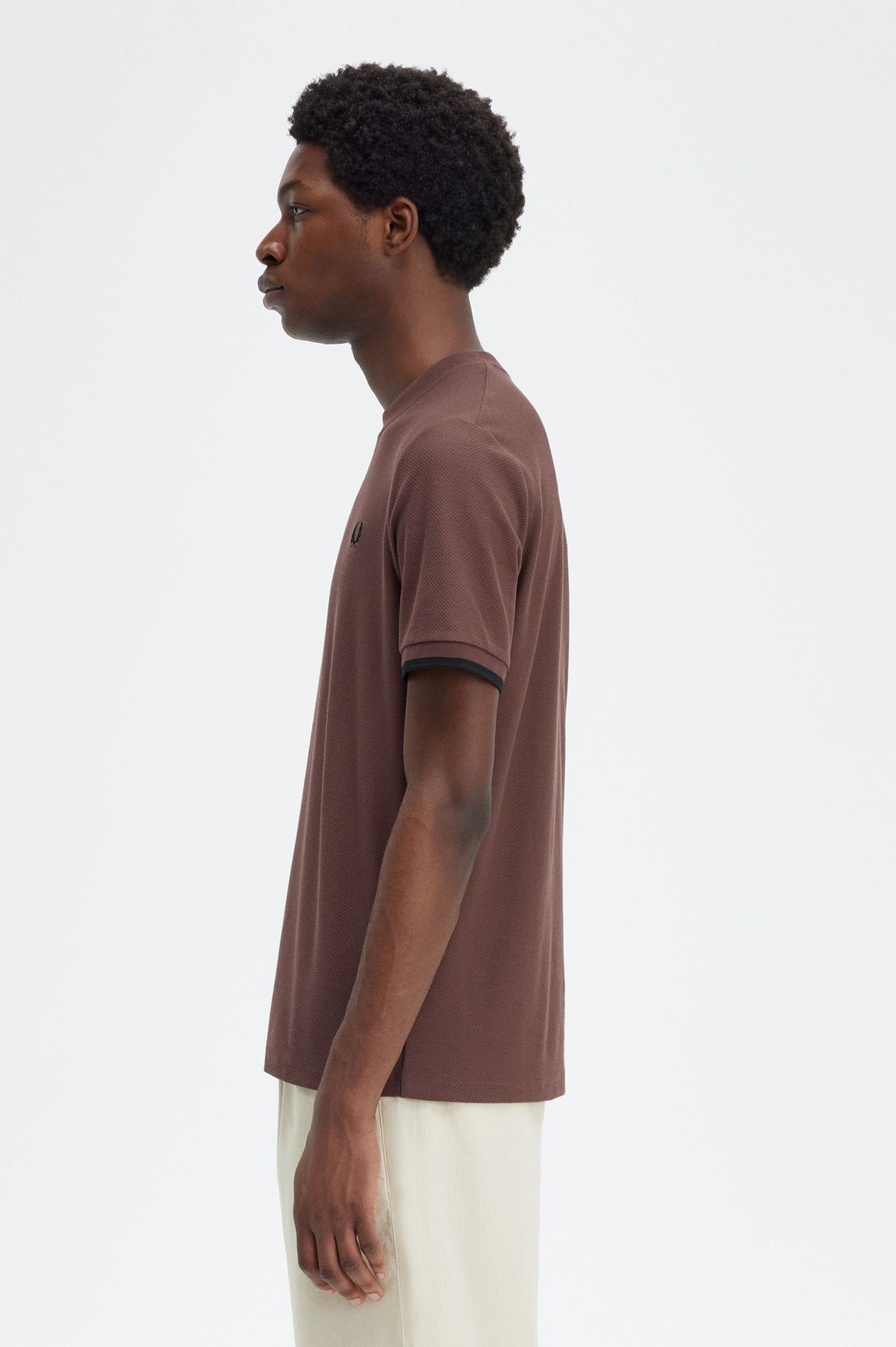 Piqué-T-Shirt mit gestreiften Bündchen - Carrington Brick | T 