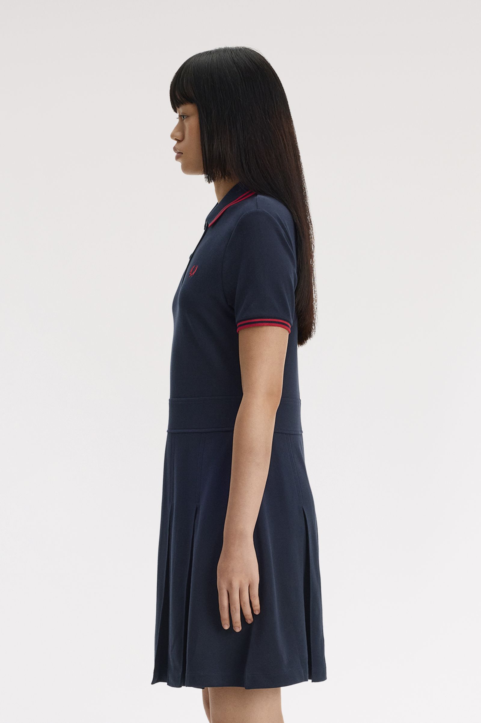 Twin Tipped Pleated Fred Perry Dress - Navy | Women's Dresses