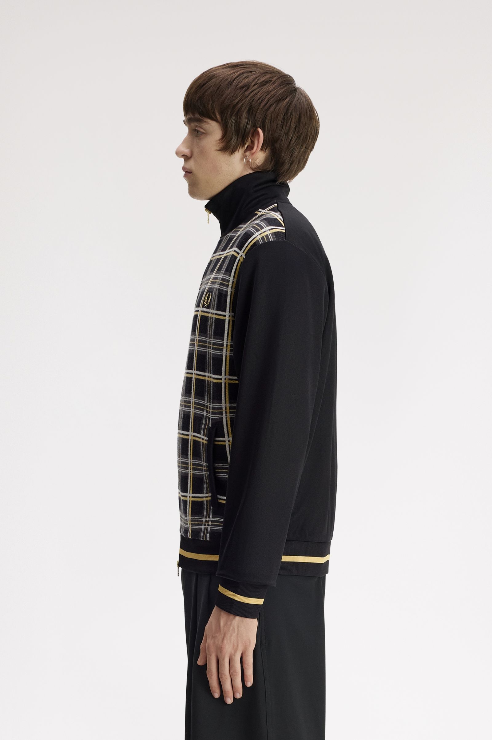 Tartan Panel Track Jacket - Black | Men's Track Jackets | Track