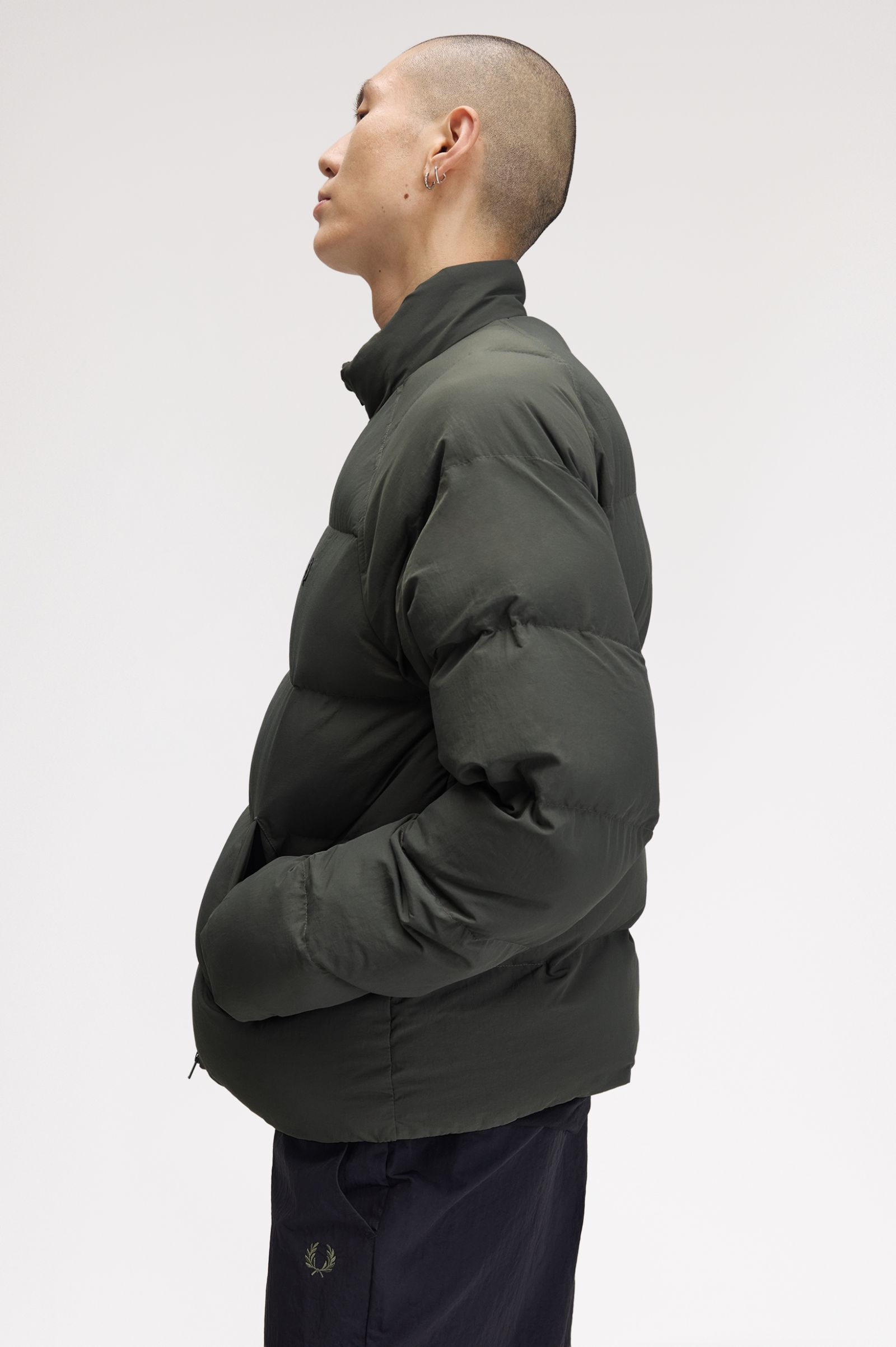 Raglan Sleeve Padded Jacket - Field Green | Mens Coats & Jackets