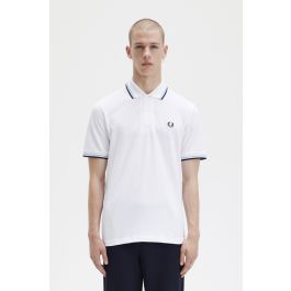 M12 - White / Ice / Navy | The Fred Perry Shirt | Men's Short & Long