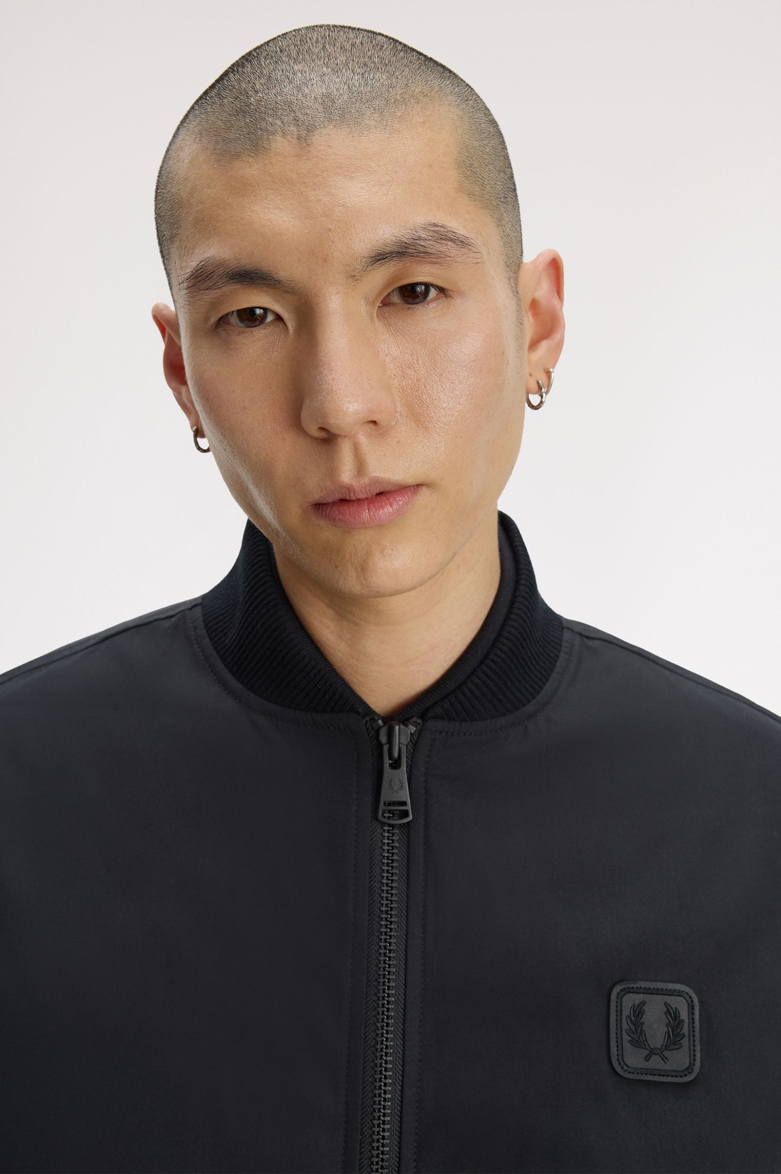FRED PERRY・ヤギ本革 ボンバージャケット Leather Patch Bomber Jacket - Black | Mens Coats & Jackets