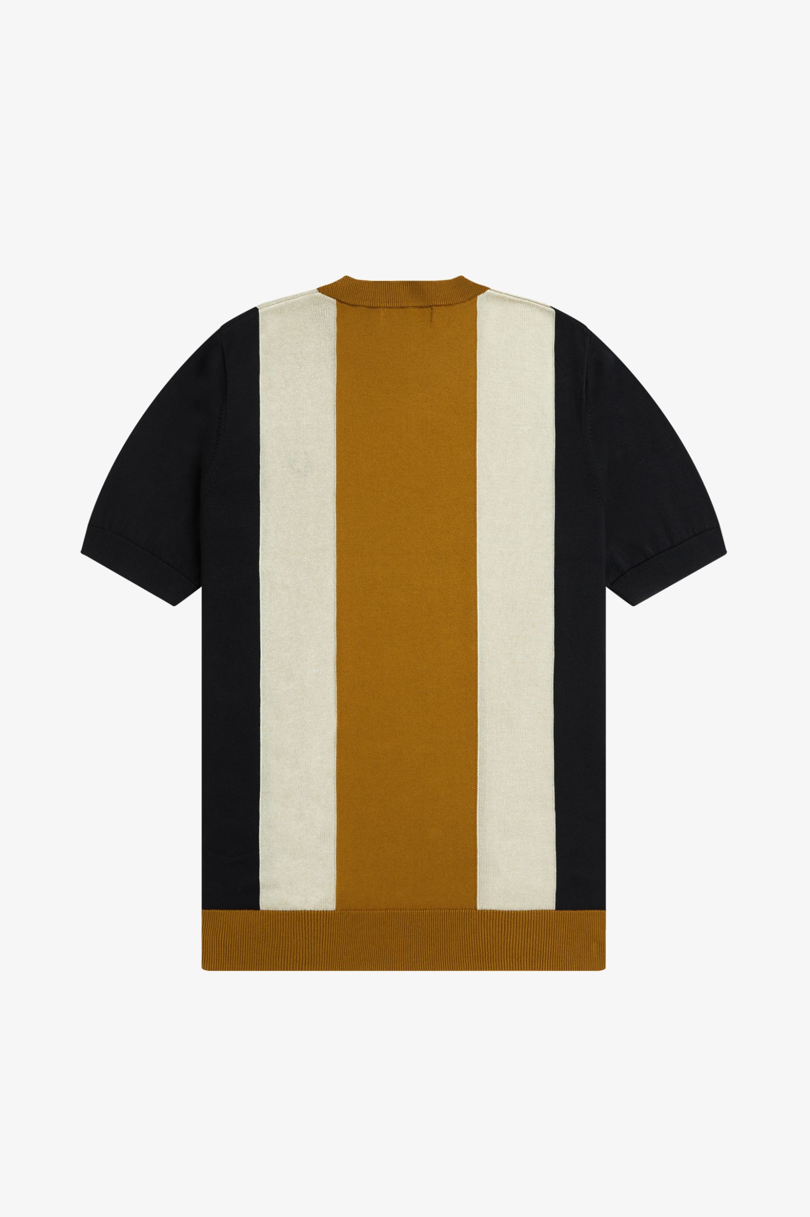 Gestreiftes Feinstrick-T-Shirt - Schwarz / Hellbeige / Dunkles 