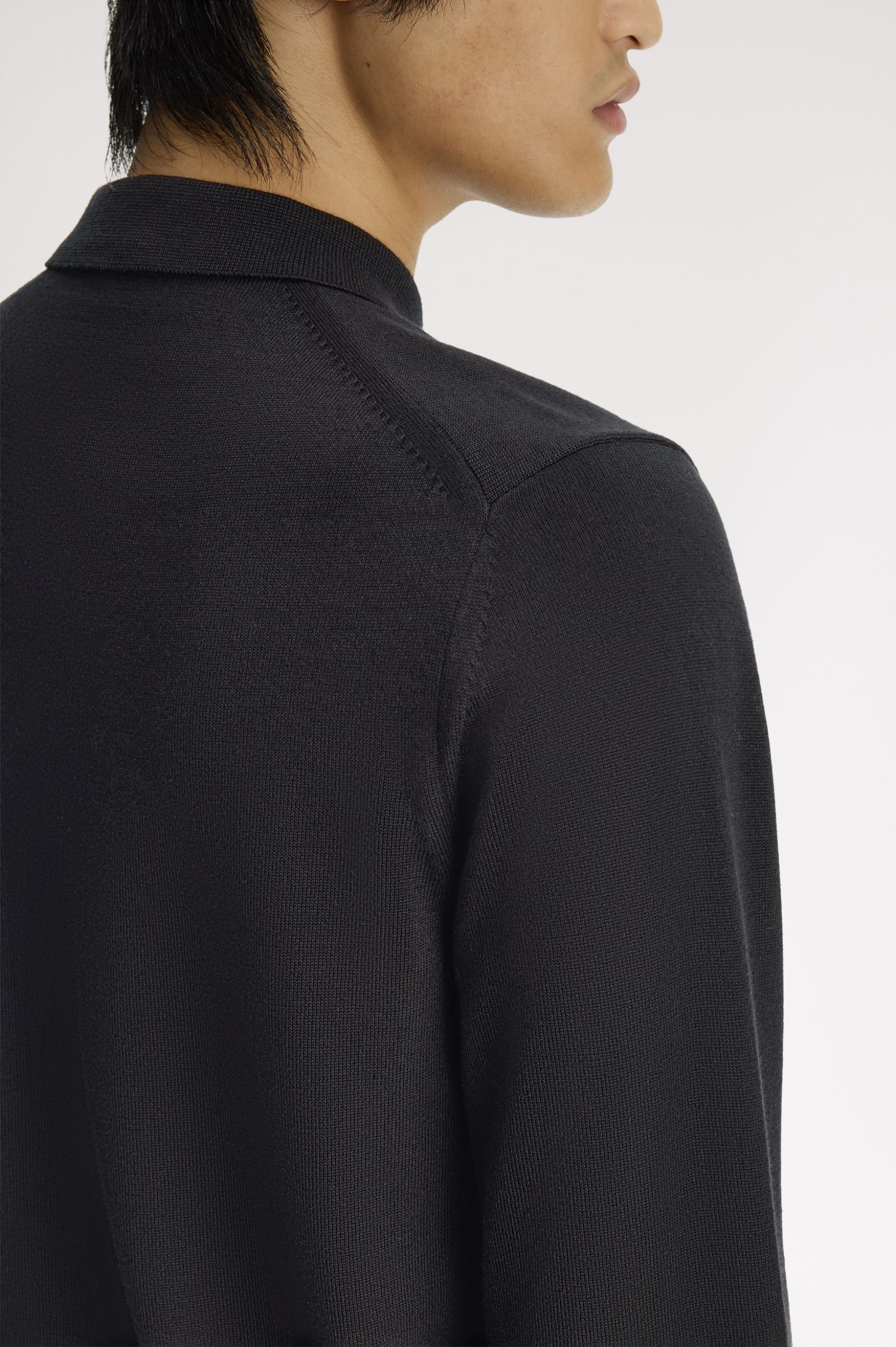 Long Sleeve Knitted Shirt - Black | Men's Knitwear | Jumpers