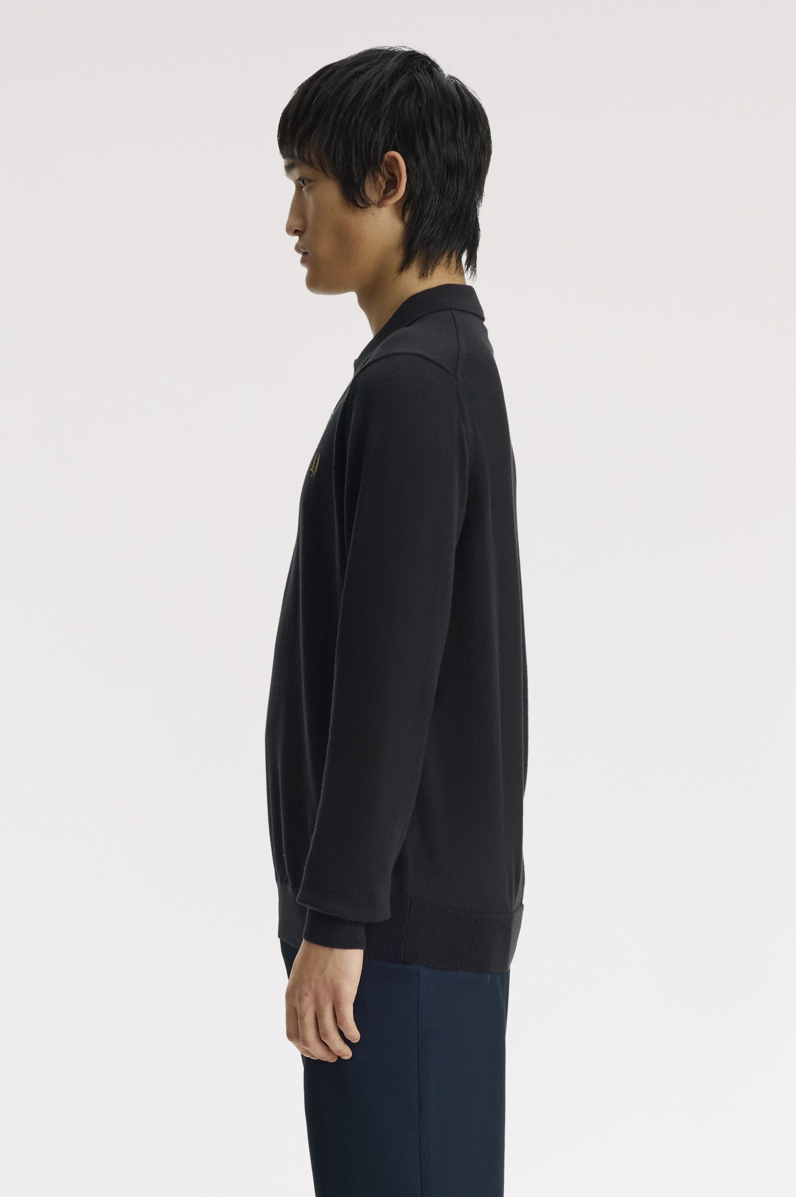 Long Sleeve Knitted Shirt - Black | Men's Knitwear | Jumpers