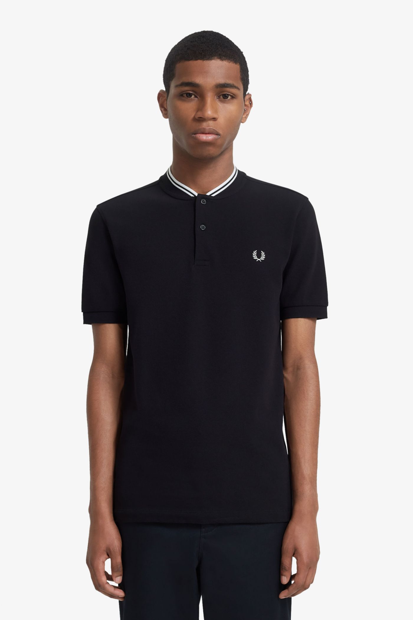 Bomber Collar Polo Shirt - Black | Men's Shirts | Fred Perry US