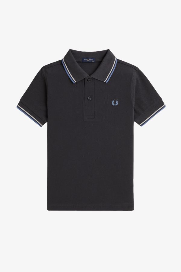 Twin Tipped Fred Perry Shirt - Iced Pink / Navy / Navy | Kids