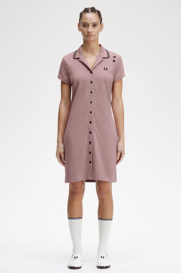 Button-Through Piqué Shirt Dress