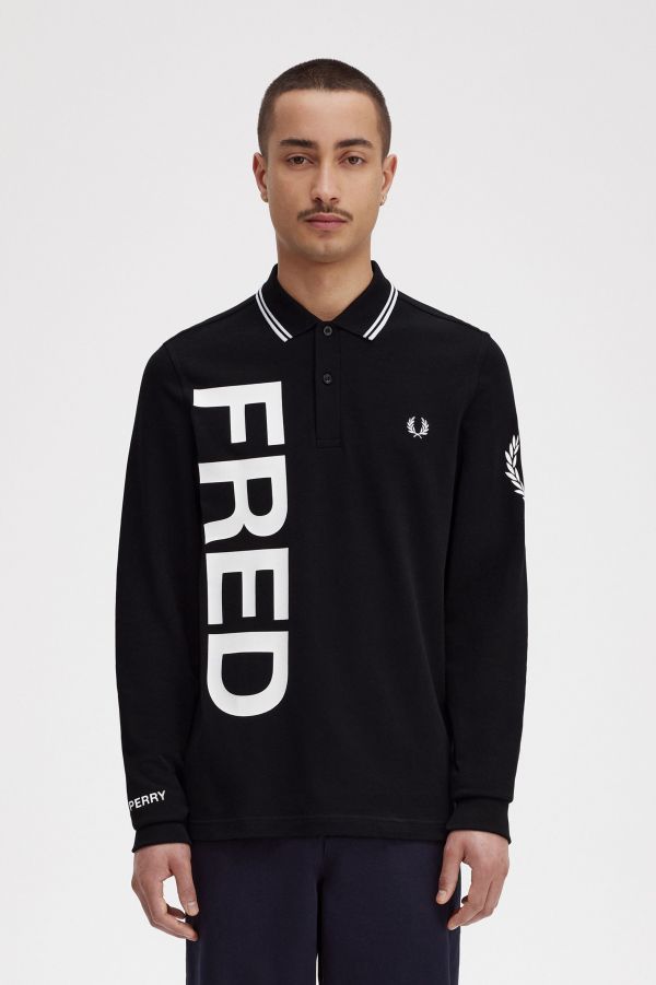 Bold Graphic Long Sleeve Fred Perry Shirt
