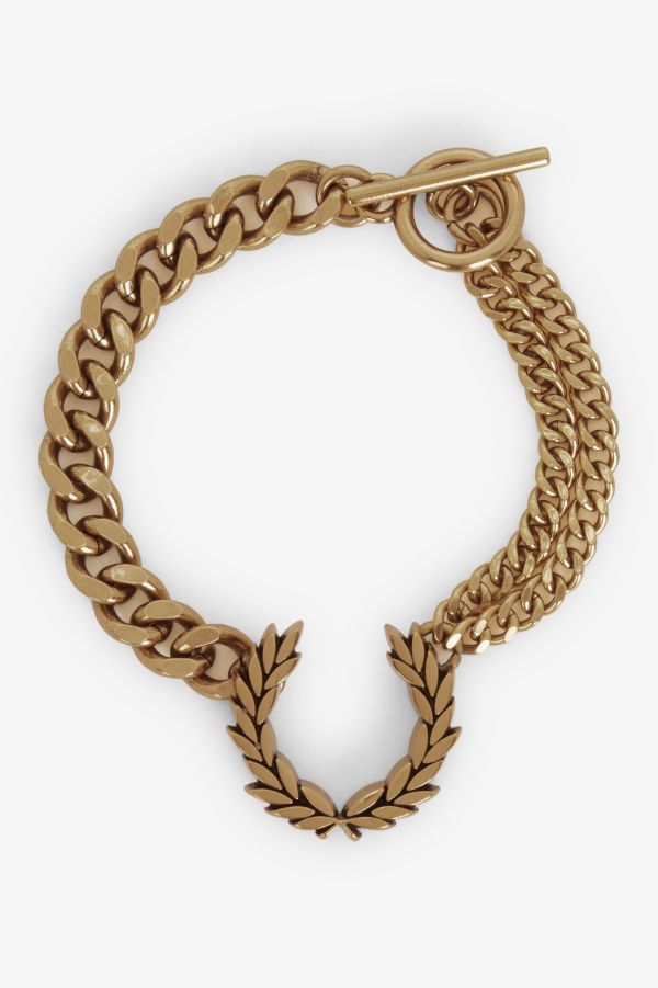 Double Chain Laurel Wreath Bracelet