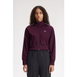 Cropped Taped Track Jacket - Plum | Women's Coats & Jackets