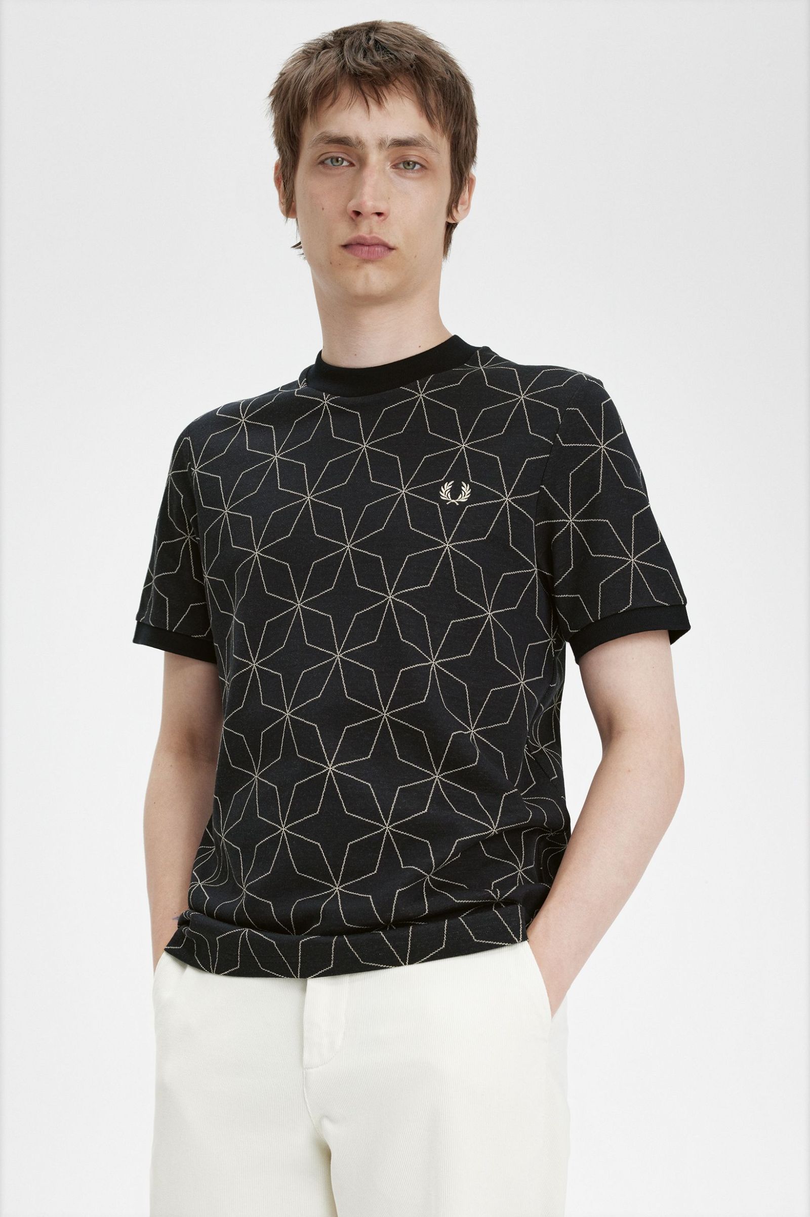 Geometric T-Shirt - Black T-Shirts | Men Designer Fred Men\'s T-Shirts Perry US | | for