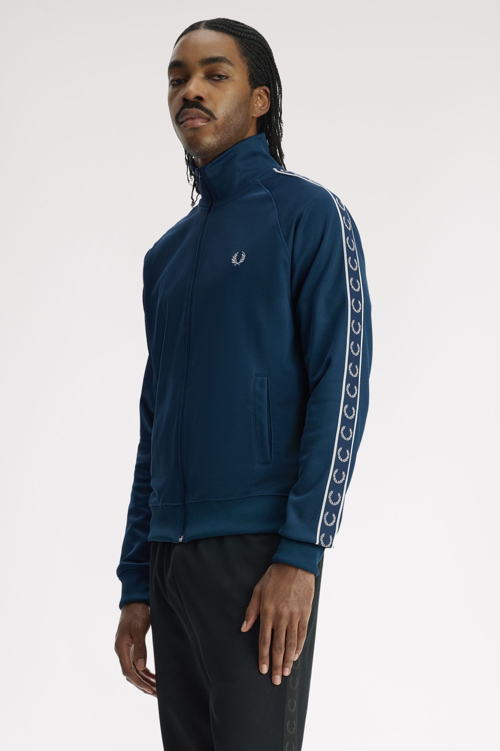 ジャケット・アウター FRED PERRY Contrast Tape Track Jacket S Contrast Tape Track Jacket - Mod Blue | Men's Track Jackets