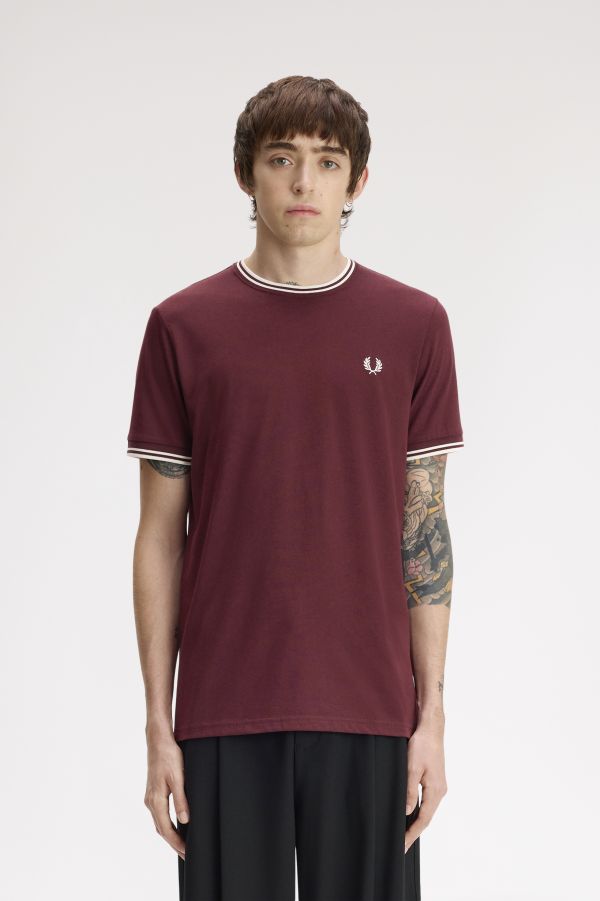 G3600 - Strawberry Cream / Oxblood / Oxblood | The Fred Perry