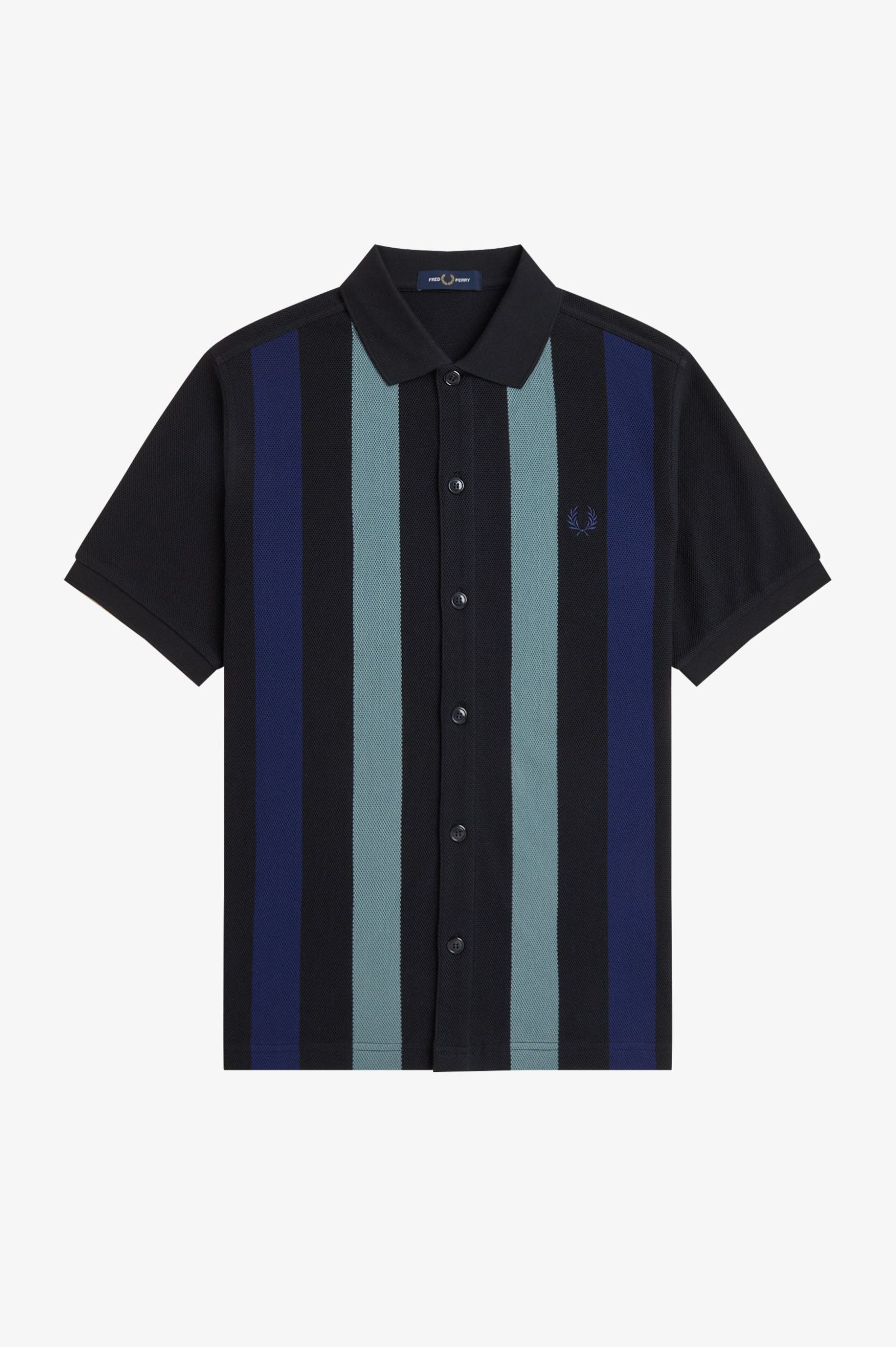 Vertical Stripe Polo Shirt - Black | Men