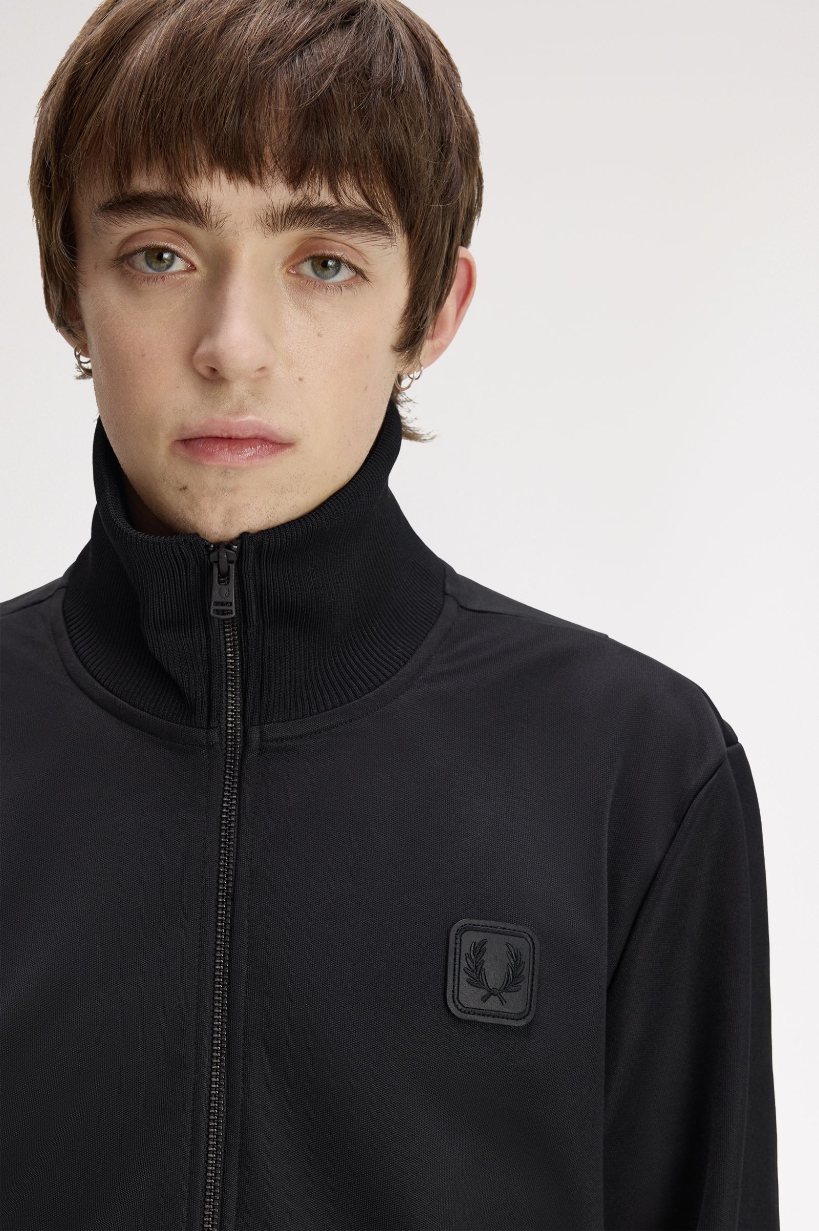 Leather Patch Track Jacket - Black | Men's Track Jackets | Track