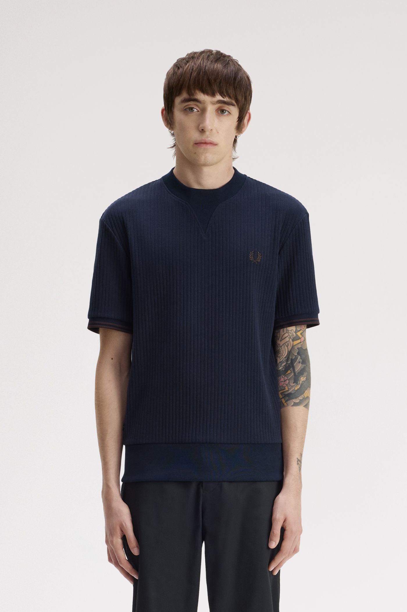 Ribbed Jersey T-Shirt - Navy | Men's T-Shirts | Designer T-Shirts
