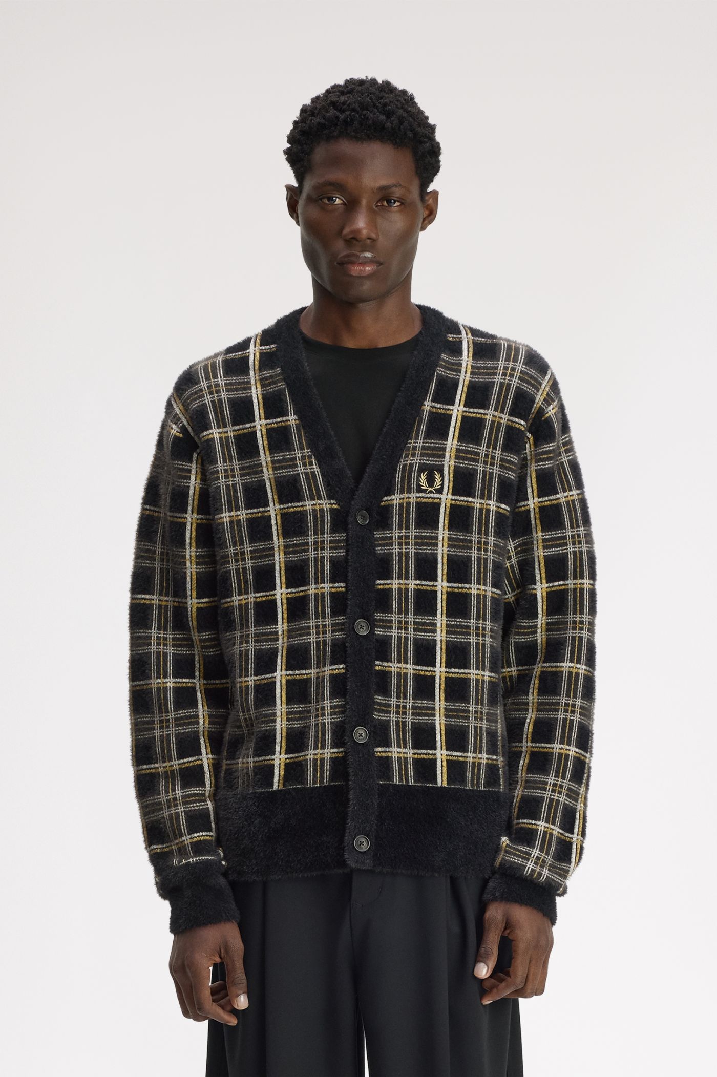 FRED PERRY Tartan Jacquard Sweater 値下げ対応 Tartan Cardigan - Black | Men's Knitwear | Jumpers, Cardigans