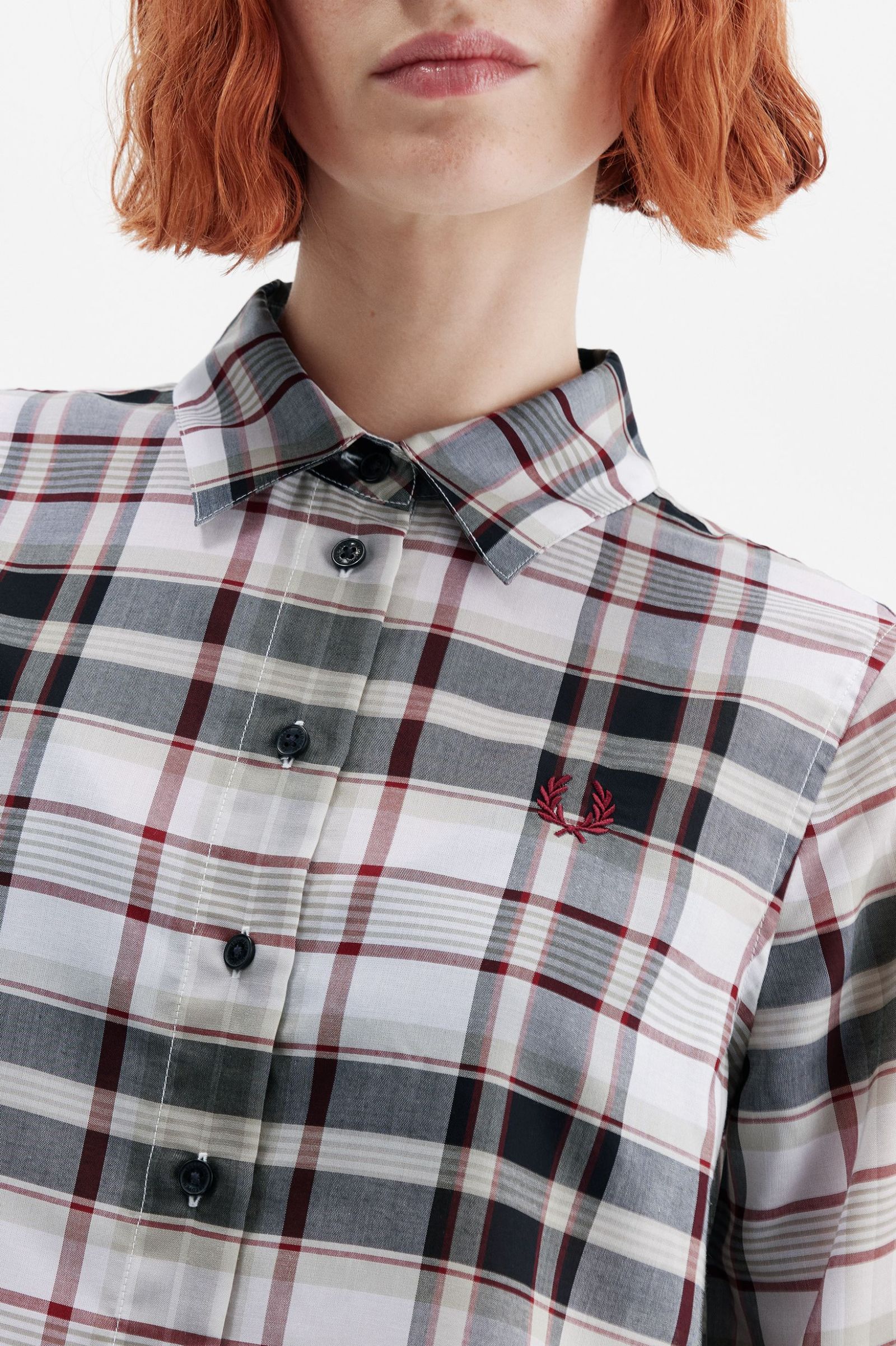 Placket Detail Shirt - Navy | Women's Shirts | Checked