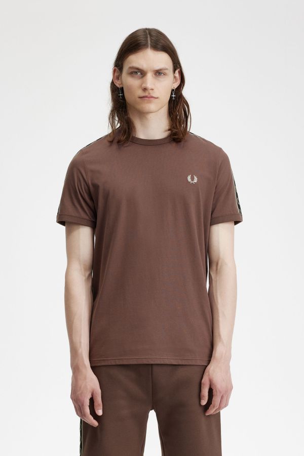 Fine Stripe Heavyweight T-Shirt - Carrington Road Brick / Warm 