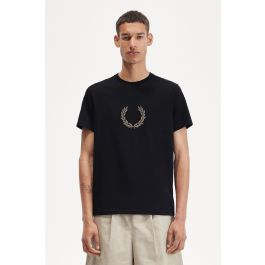 Flocked Laurel Wreath T-Shirt - Black / Warm Grey | Men's T-Shirts ...