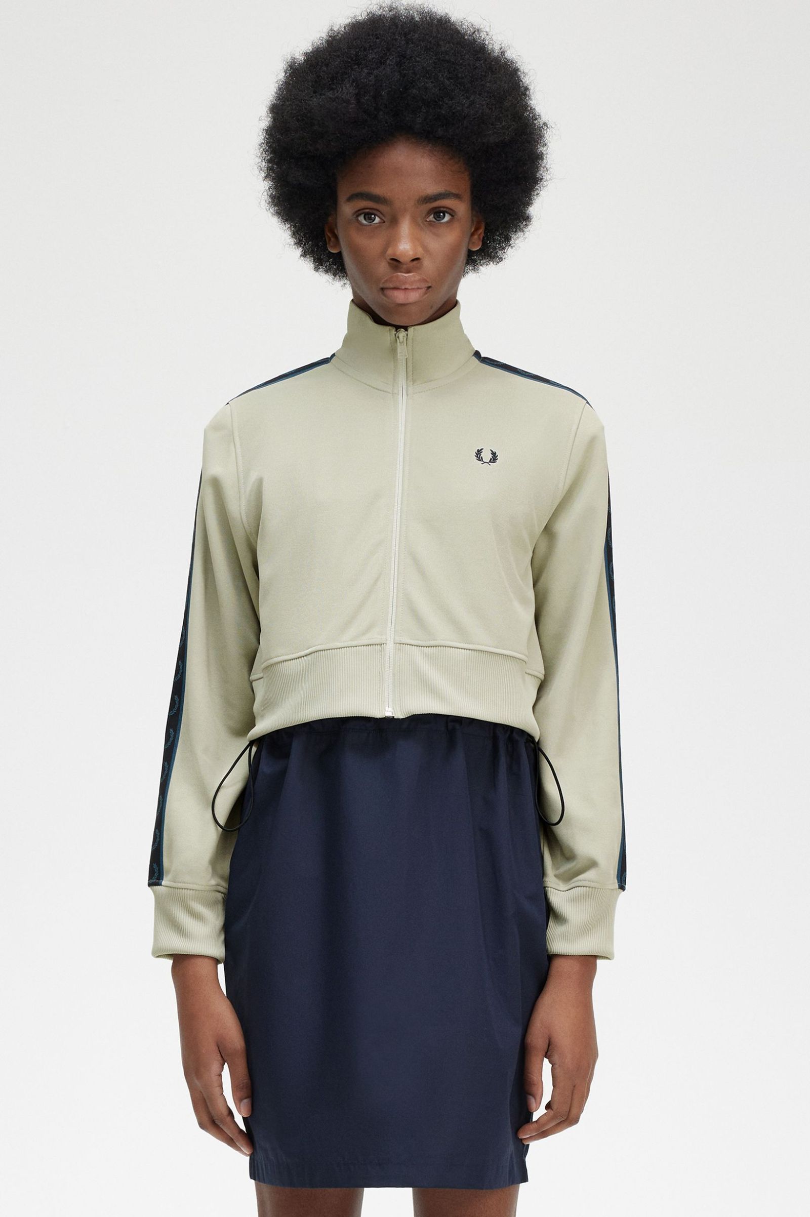 Cropped Taped Track Jacket - Light Oyster | Women's Coats