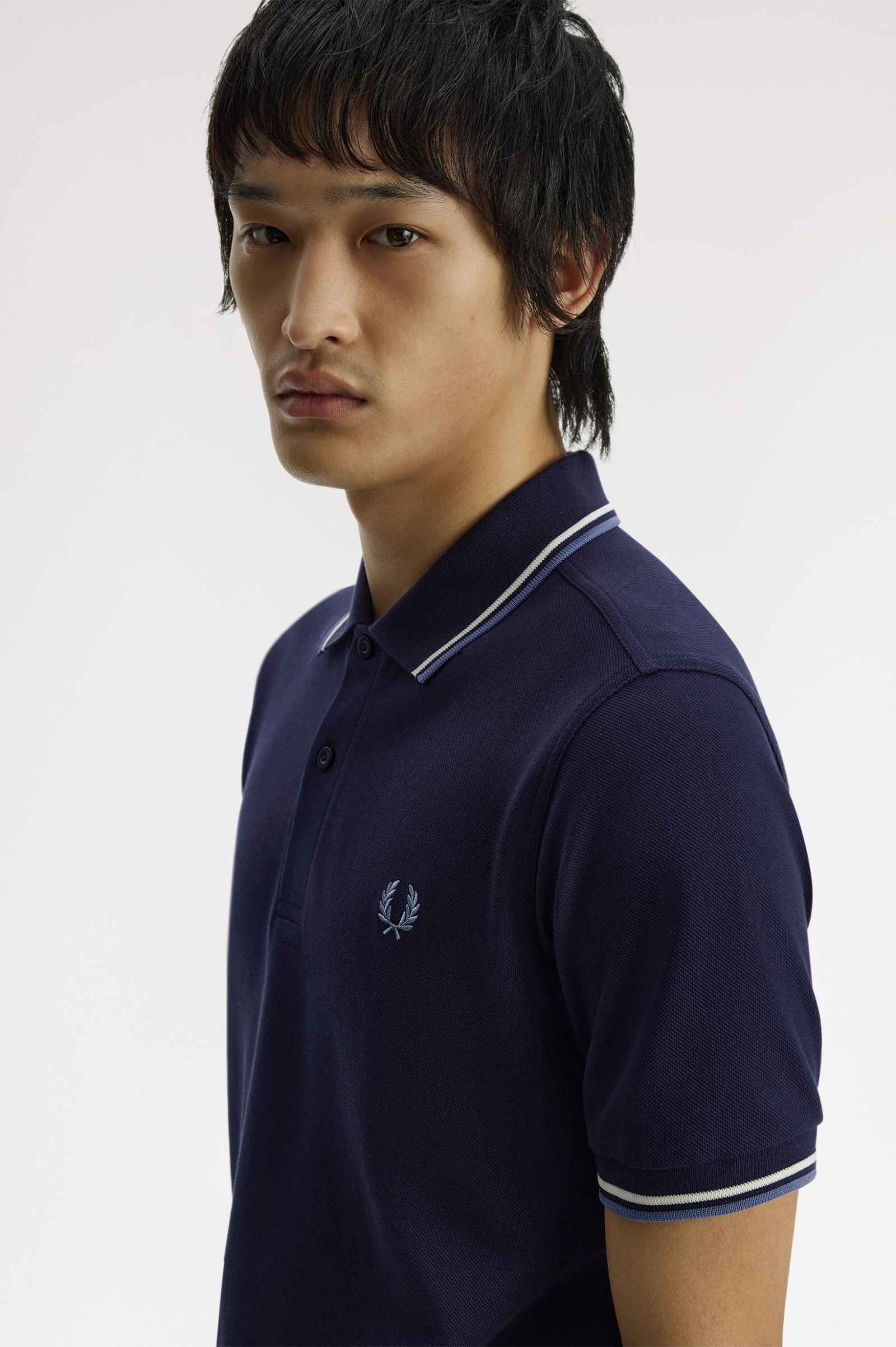 M3600 - Twilight Navy / Ecru / Ace Blue | The Fred Perry Shirt