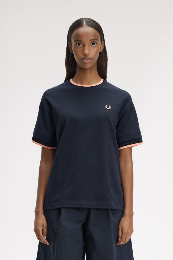 Tipped Mesh Piqué T-Shirt