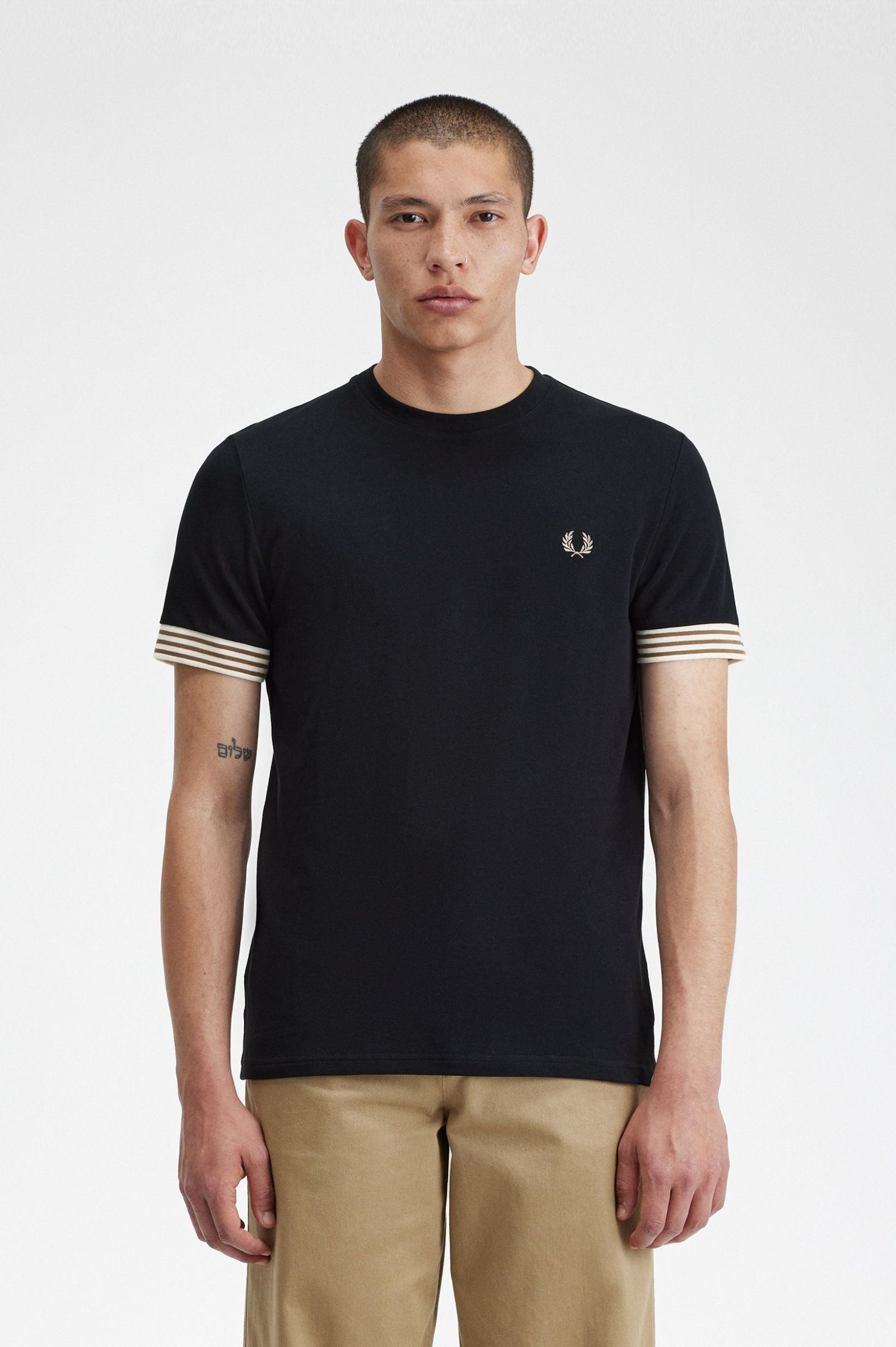 Striped Cuff T-Shirt - Black | Men's T-Shirts | Designer T-Shirts for ...