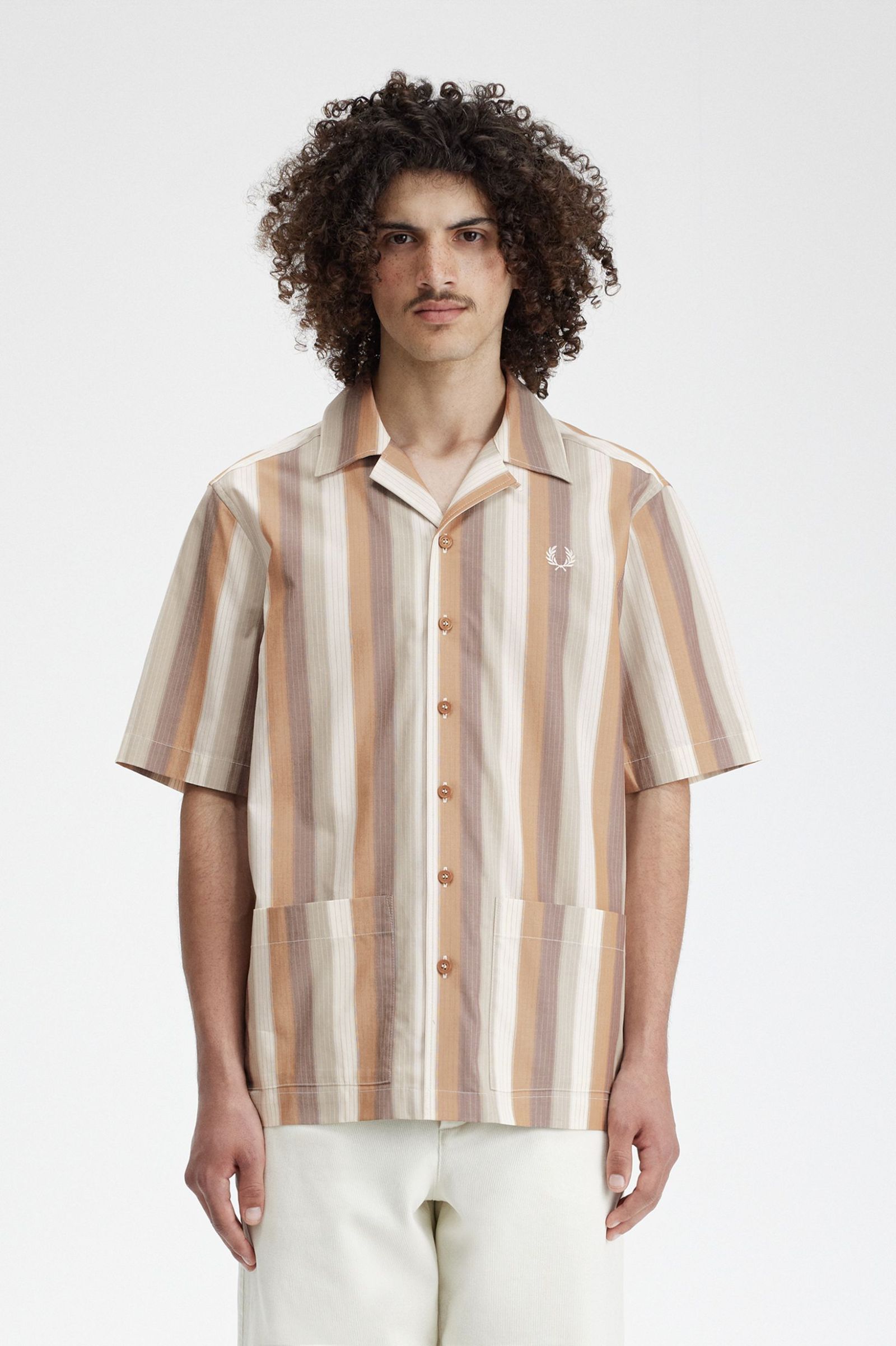 Ombre Stripe Revere Collar Shirt - Dark Caramel | Men's Shirts ...