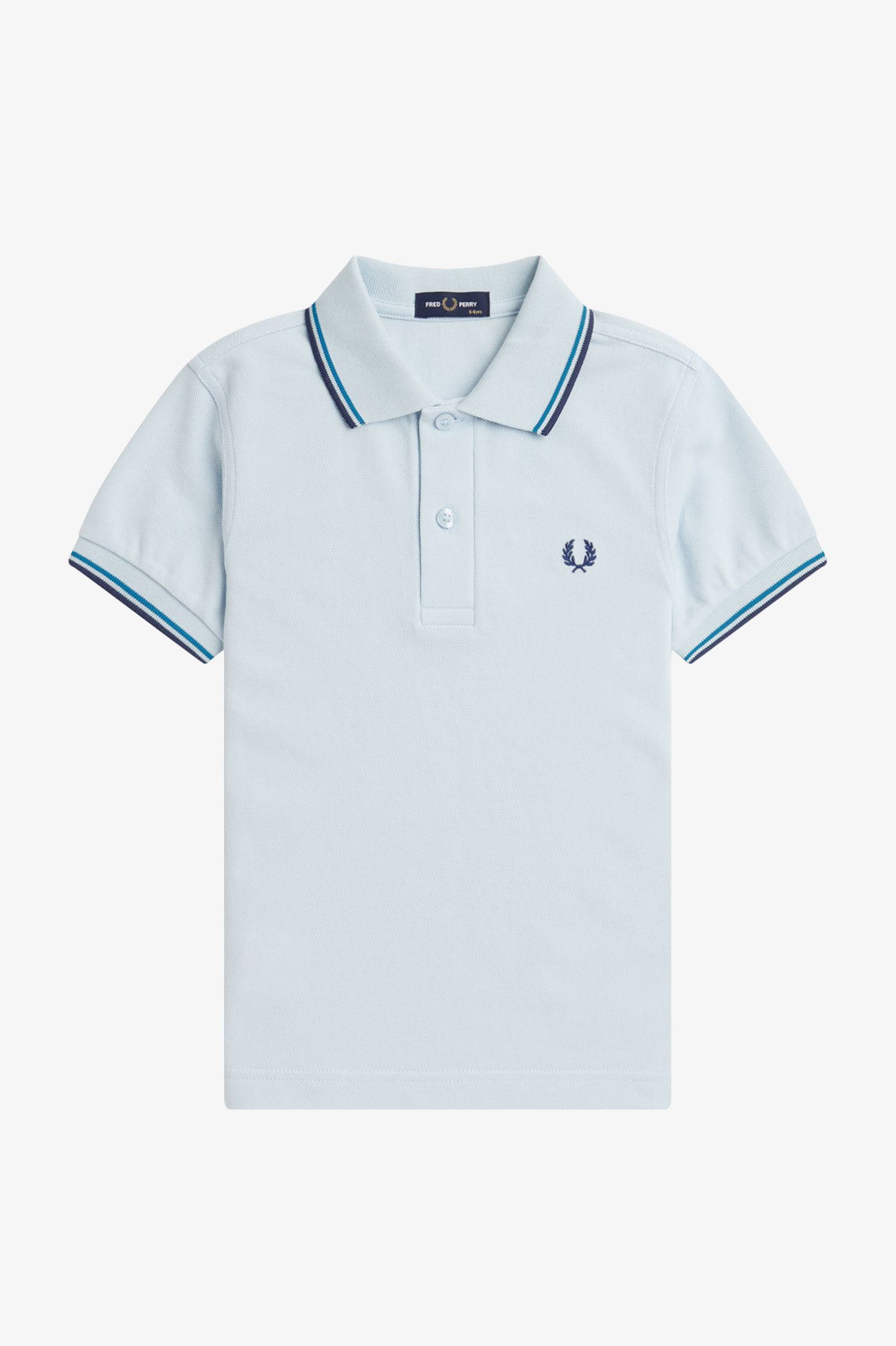 Kids Twin Tipped Fred Perry Shirt - Light Ice / Cyber Blue / Midnight Blue  | Kids | Children's Polo Shirts & Kids Designer Clothes | Fred Perry US