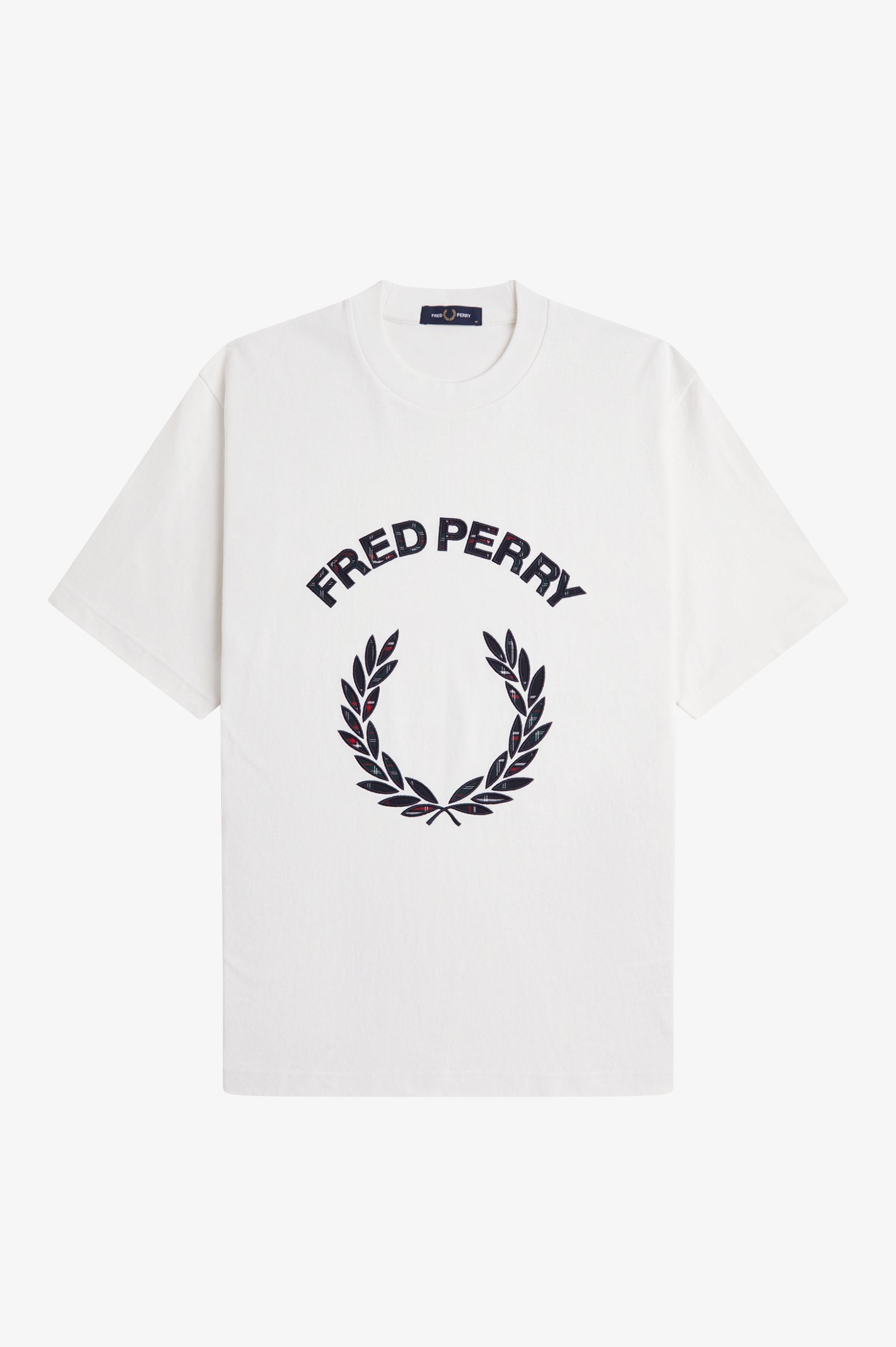Fred Perry Tシャツ Tartan Appliqué T-Shirt - Snow White | Men's T-Shirts | Designer T