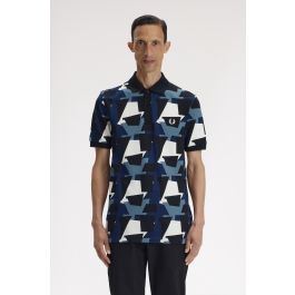 Fragment Print Polo Shirt - Ecru | Men's Polo Shirts | Short & Long ...