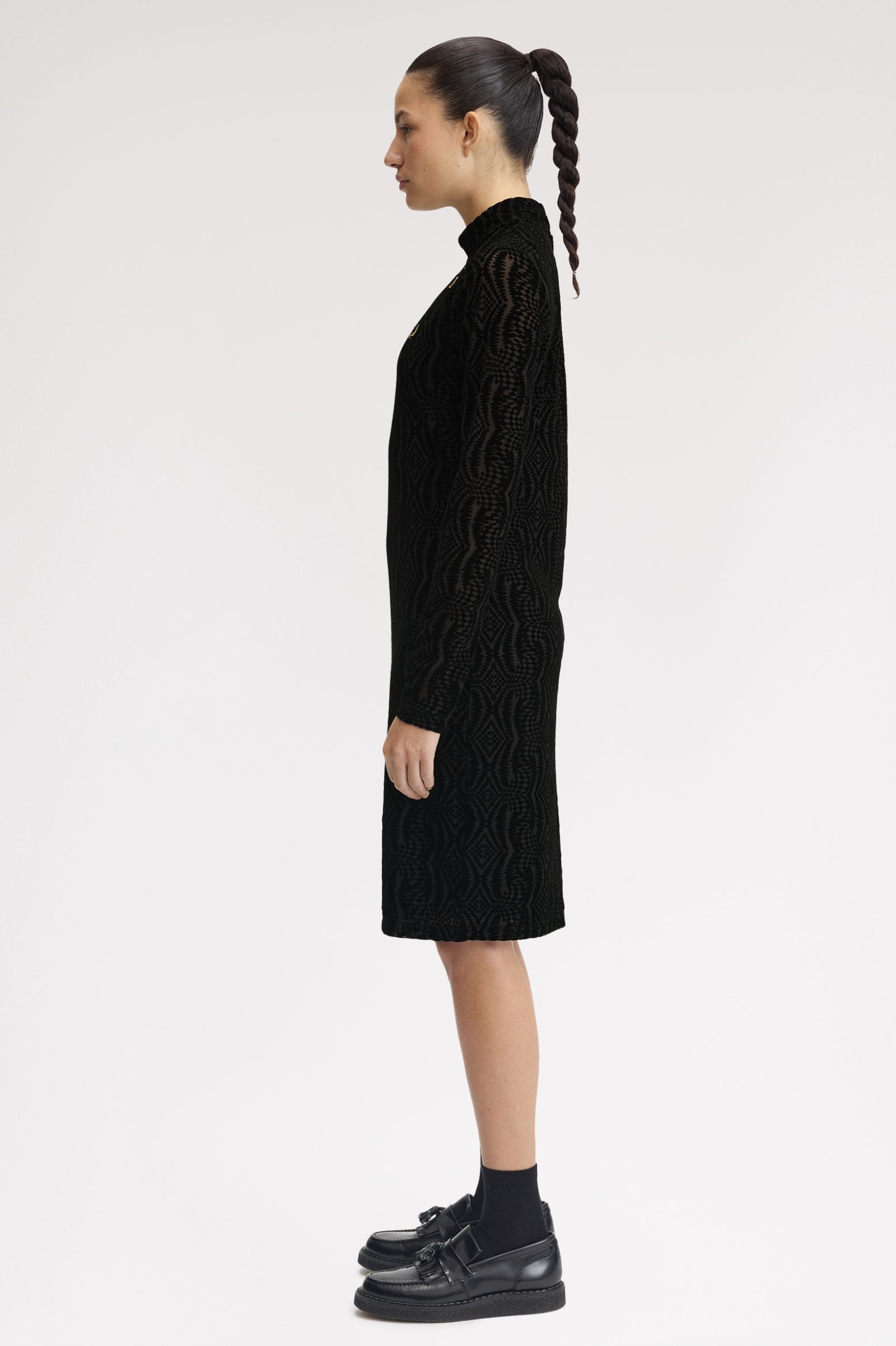 Flock Print Mesh Dress - Black / White / White | Amy Winehouse 